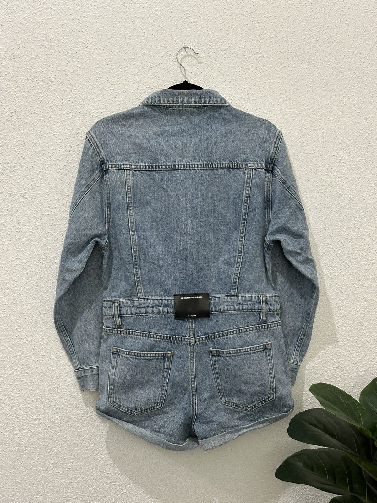 Alexander Wang Alexander Wang BITE Denim Romper High Rise Jumpsuit ButtonUp Size 32" / US 10 / IT 46 - 7 Thumbnail