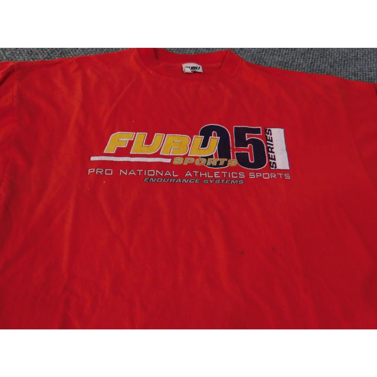 Fubu VINTAGE FUBU Shirt Mens 2XL Red 90s USA Pro National Athletics Sports Graphic Print Crew Neck Long Sleeve Hip Hop Streetwear Default Size US XL / EU 56 / 4 - 7 Thumbnail