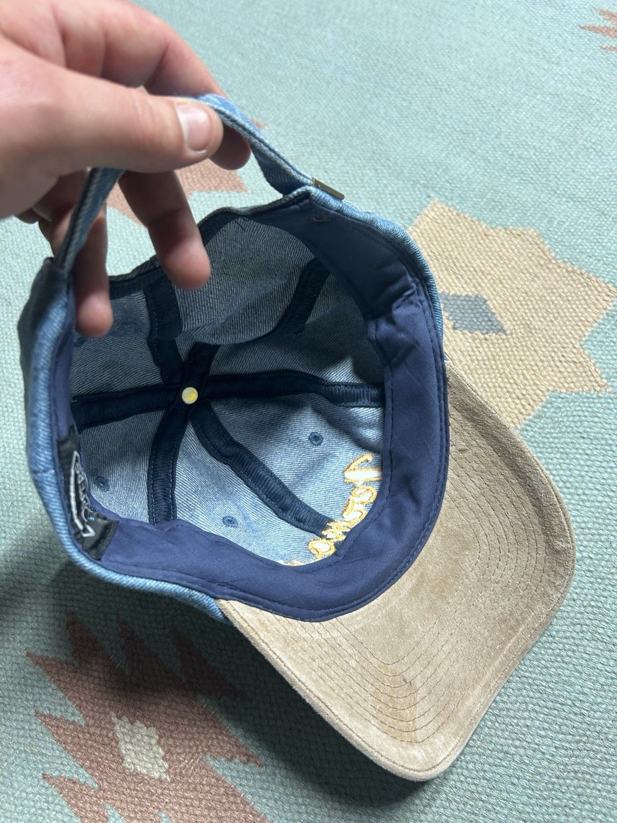 Vintage Vintage hat Vermont denim embroidered suede bill adjustable Size ONE SIZE - 7 Thumbnail