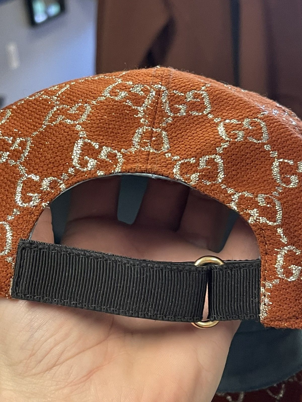 Gucci Gucci GG Monogram Lame Baseball Hat Rust/Silver Very Clean Size ONE SIZE - 12 Thumbnail