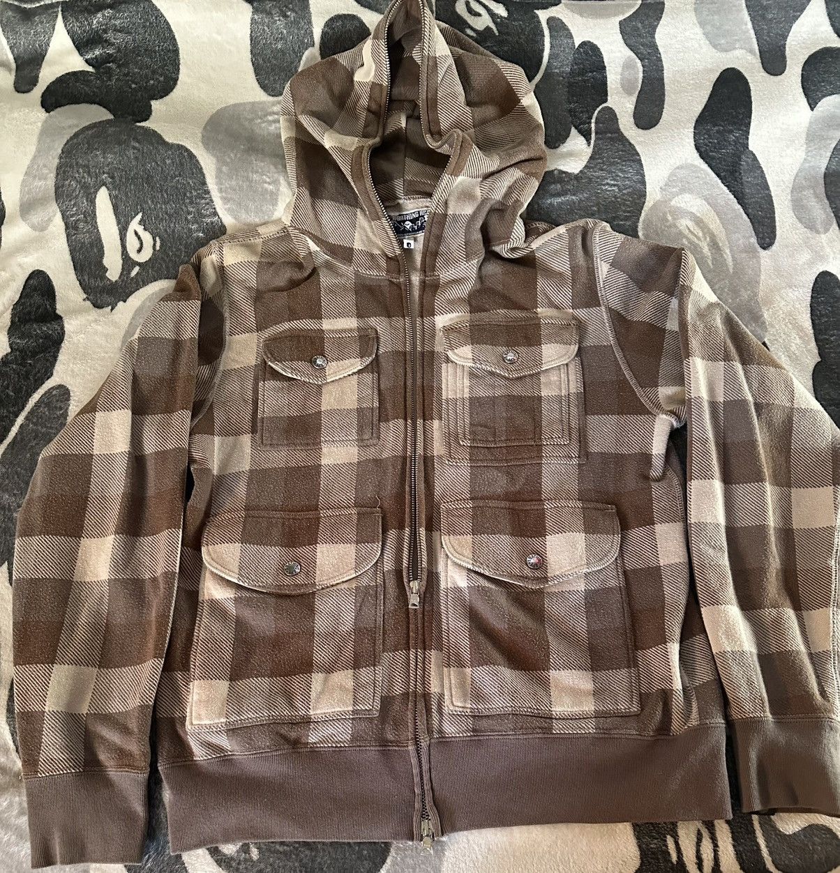 Bape Bape Buffalo Check Multi Pocket Full Zip Hoodie Size M Size US M / EU 48-50 / 2 - 1 Thumbnail