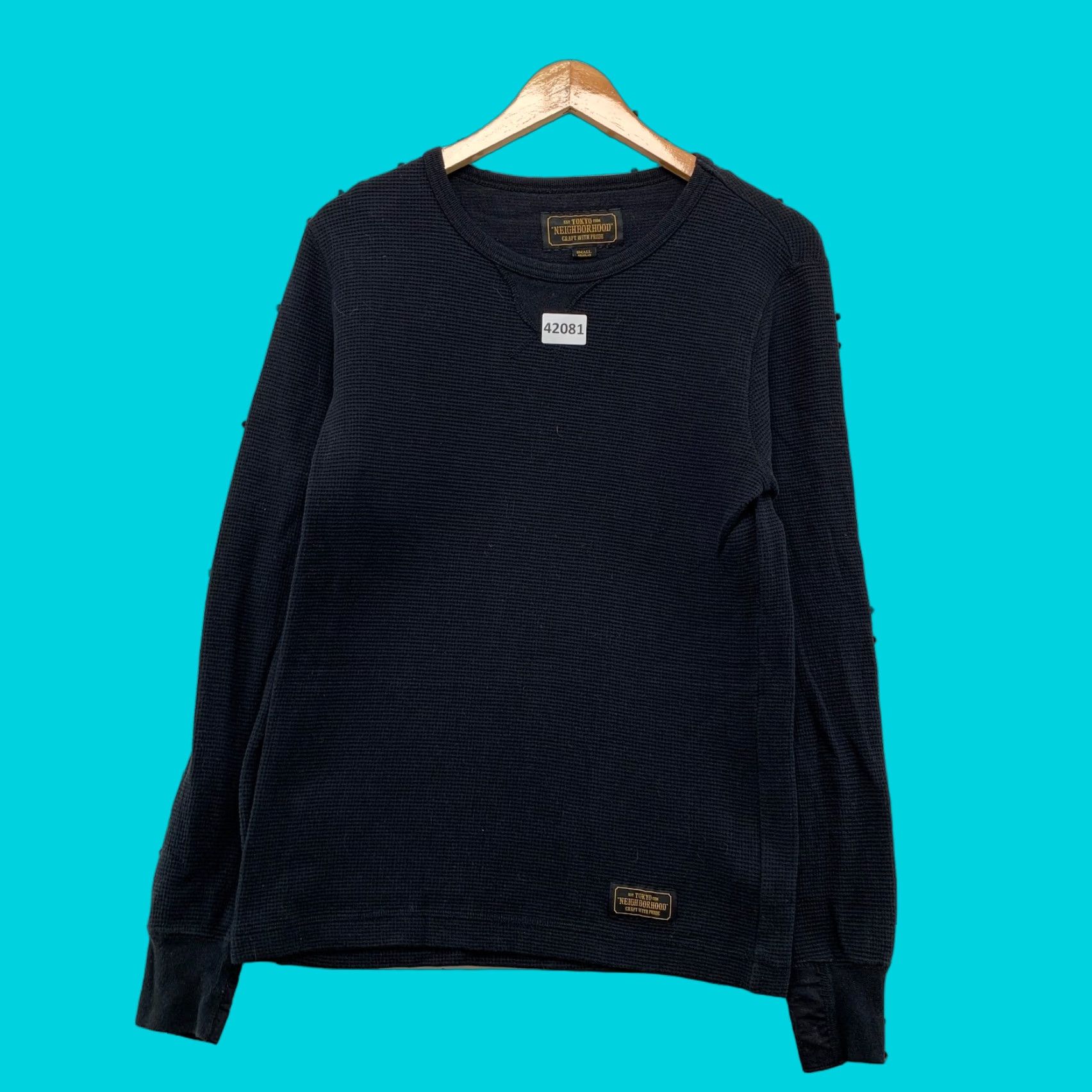 VINTAGE Neighborhood Japan Thermal Shirt Men Small Black Waffle