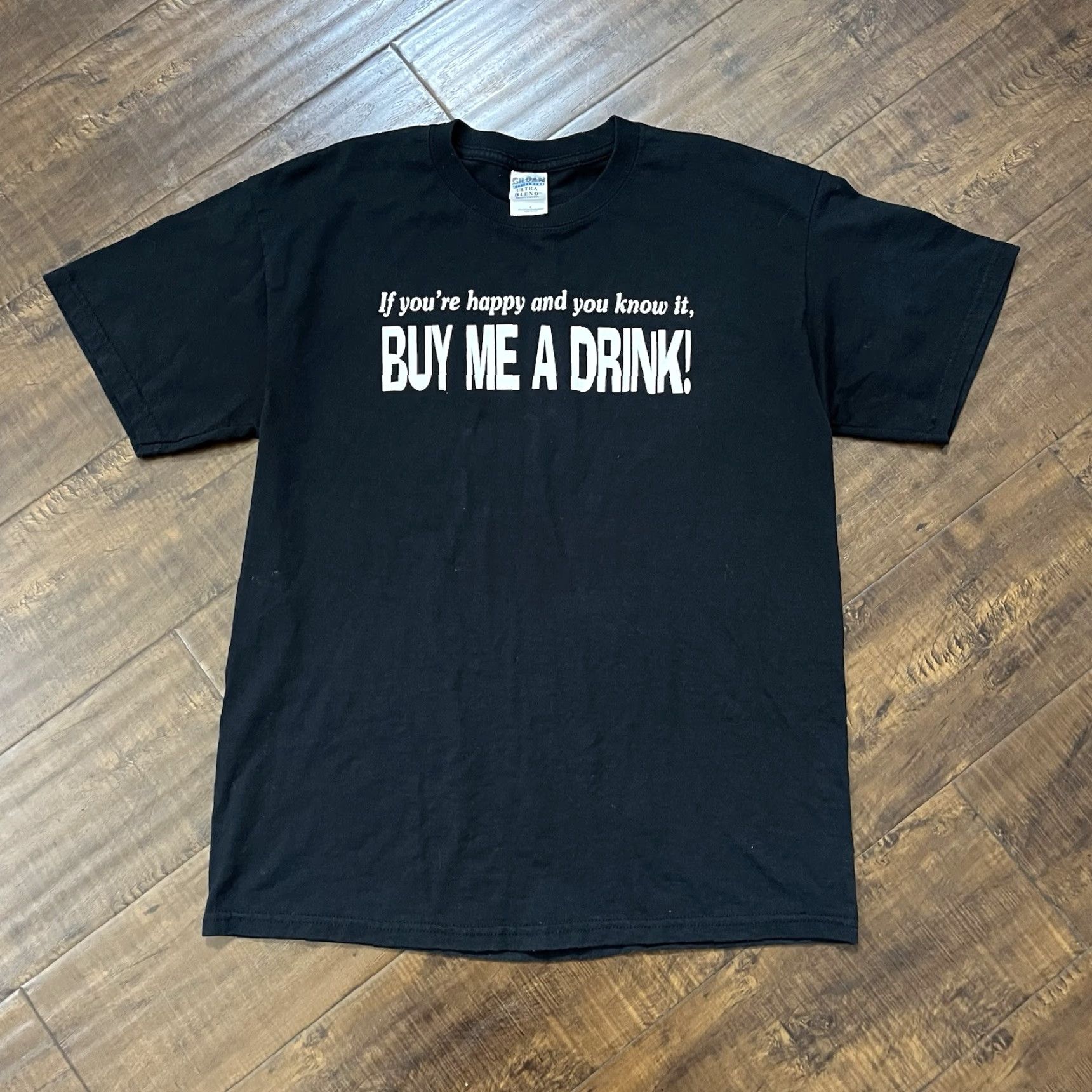 Gildan VINTAGE Gildan T-Shirt Mens Large 90s Beer Parody Funny Saying Crew Neck Black Short Sleeve 2000s Y2K Vintage Men’s Tee Size US L / EU 52-54 / 3 - 2 Thumbnail