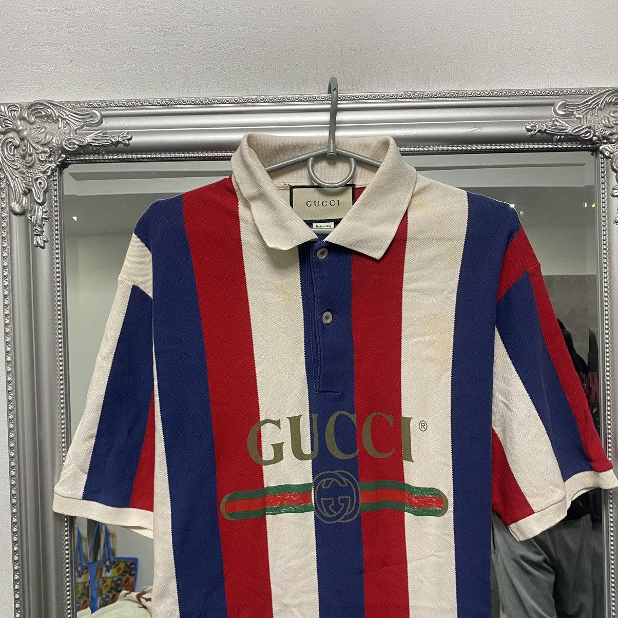 Gucci Vintage Gucci Polo Shirt Big Logo Tee Striped Size US L / EU 52-54 / 3 - 2 Thumbnail