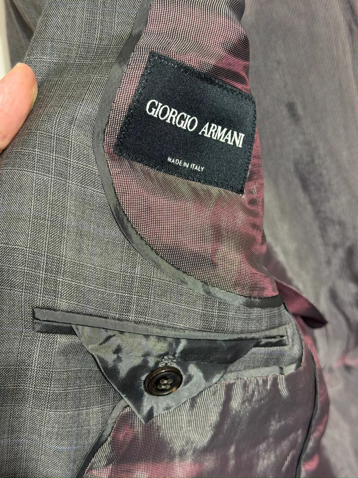 Giorgio Armani Armani Wool Suit Gray Prince of Wales Check IT 50 NWT Size 50L - 7 Thumbnail