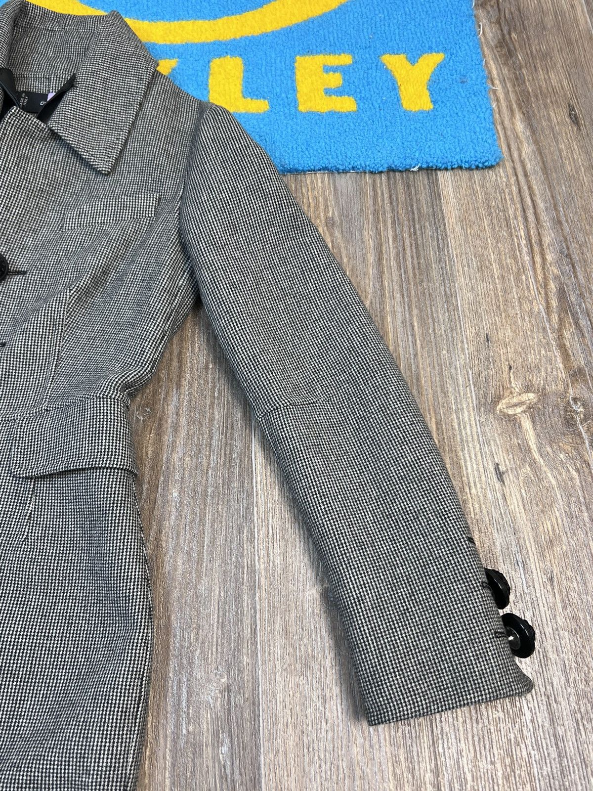 Dsquared2 × Vintage Dsquared2 Wool Checked Gray Coat Jacket with Leather details Size S / US 4 / IT 40 - 9 Thumbnail