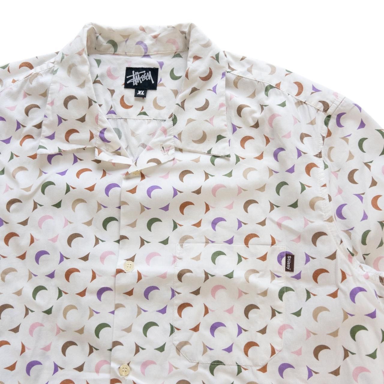 Vintage Stussy Pattern Short Sleeve Button Up Shirt Size XL