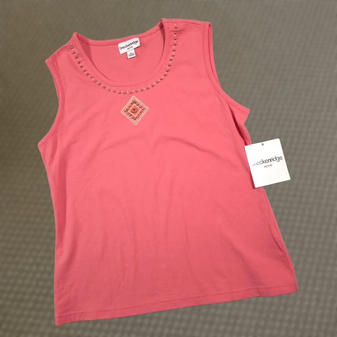 Vintage VINTAGE Breckenridge Shirt Womens Petite Small Pink Summercora Sleeveless Embellished Tank Size S / US 4 / IT 40 - 1 Thumbnail