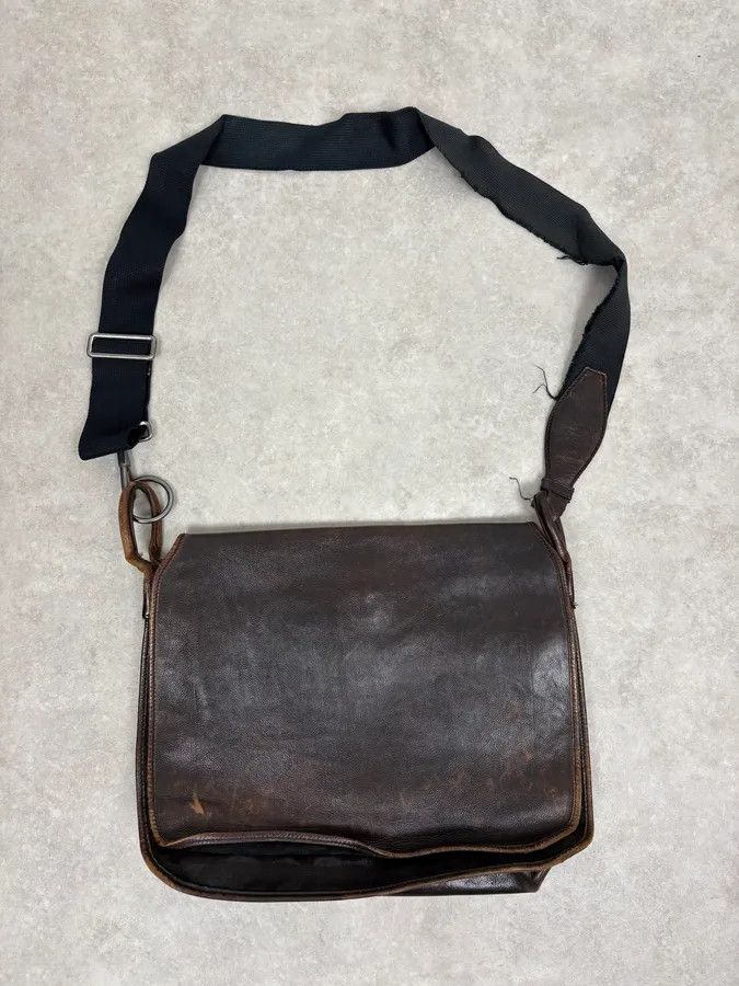 Yves Saint Laurent 2000s Yves Saint Laurent Brown Eroded Leather Shoulder Bag Size ONE SIZE - 1 Thumbnail