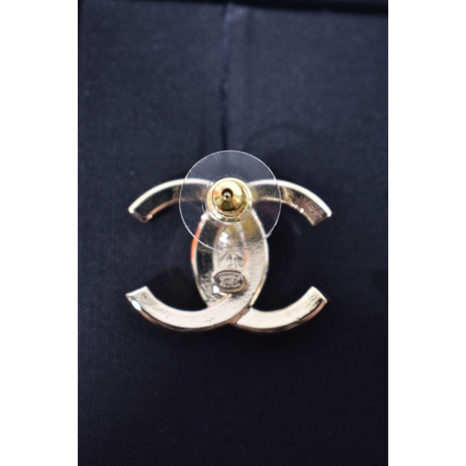 Chanel Chanel Gold Crystal Interlocking Drop Statement Stud Earring Size ONE SIZE - 9 Thumbnail