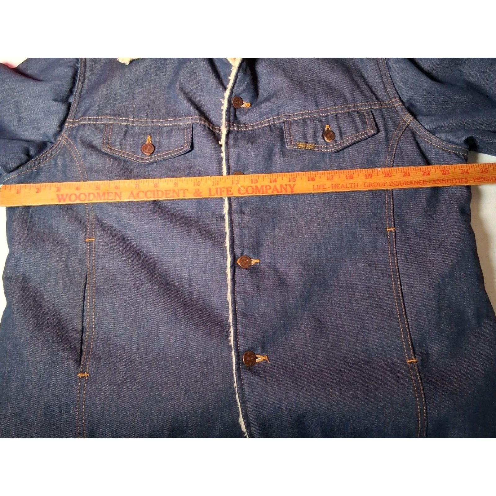 Sears Vintage Sears Roebucks Denim Trucker Jean Jacket Men 46 R Sherpa Lined Blue Size US 30 / EU 46 - 6 Thumbnail