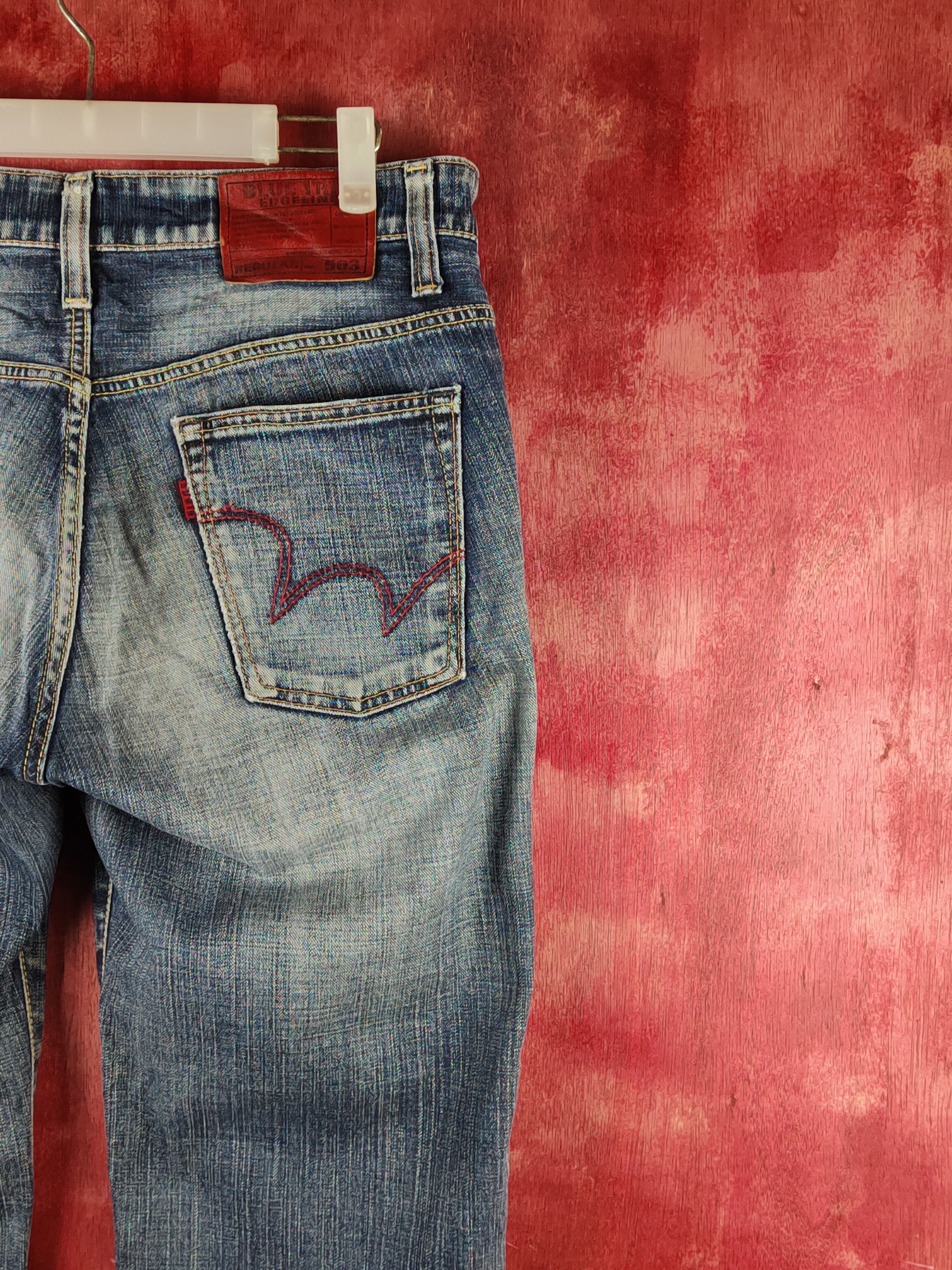 Edwin Edwin Dark Blue Faded Distressed Ripped Jeans #S2332 Size US 33 - 10 Thumbnail
