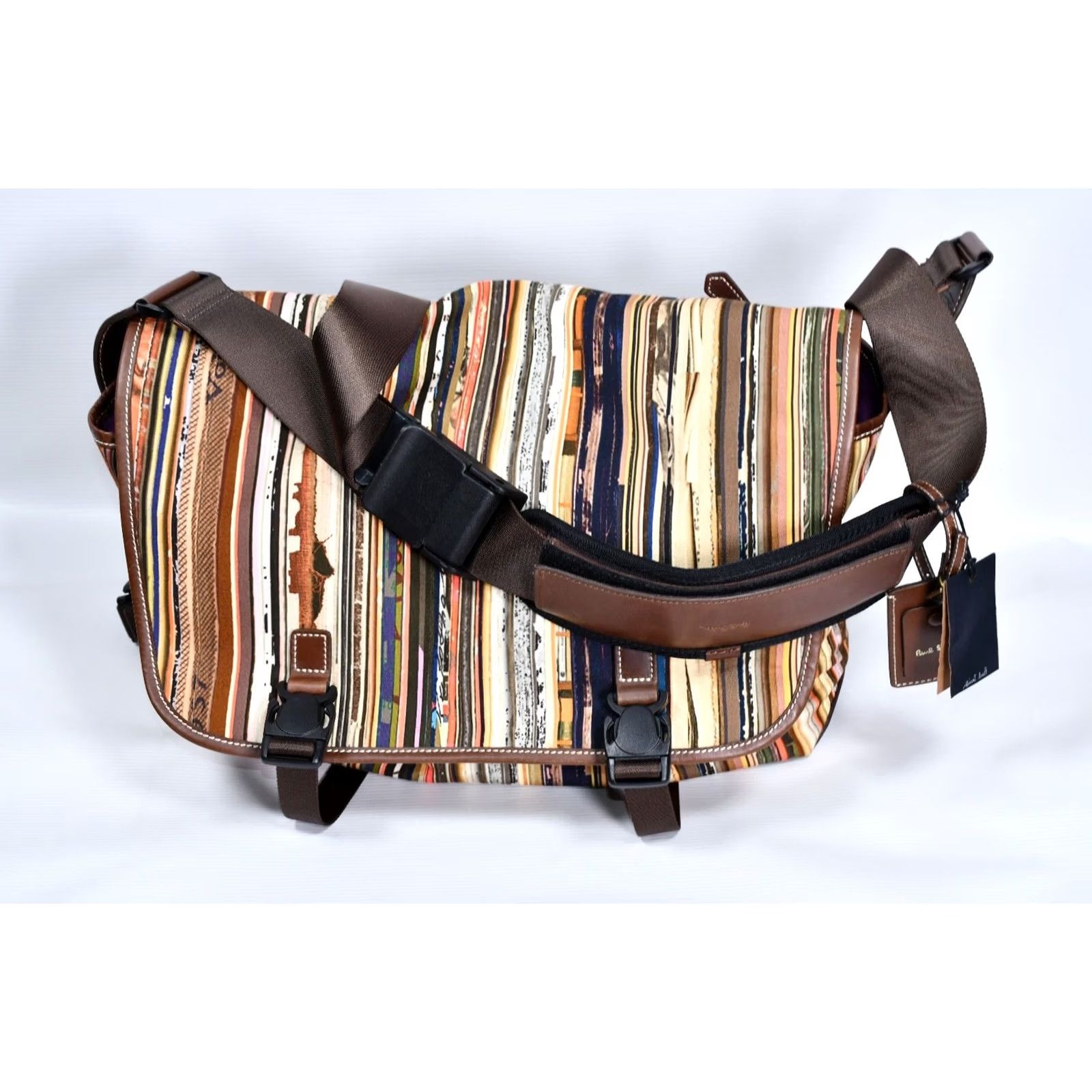 Paul Smith Paul Smith Striped Messenger Bag Multicoloured Men Large Cotton Leather Vintage: No Size ONE SIZE - 2 Thumbnail