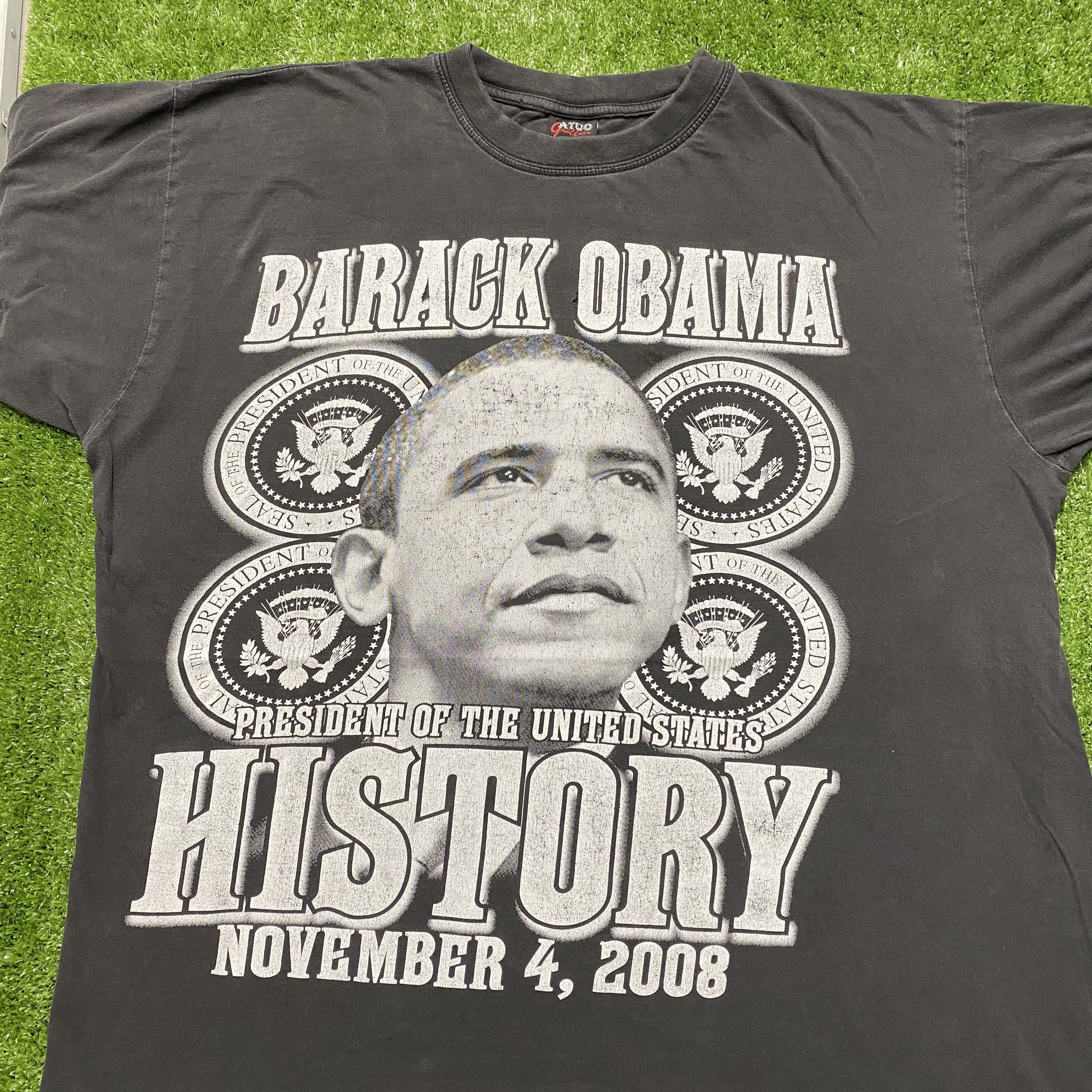 Vintage 2008 PRESIDENT BARACK OBAMA HISTORY TEE Size US XXL / EU 58 / 5 - 7 Thumbnail