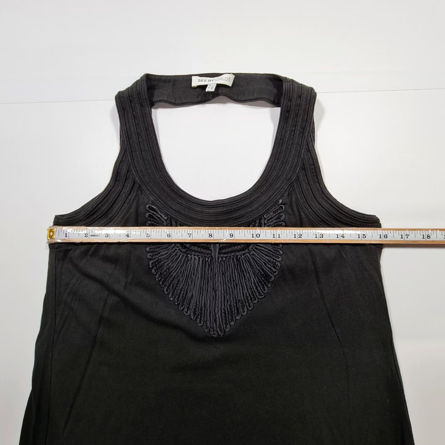 Vintage See by Chloe Womens Mini Dress Black 10 UK Sleeveless A-Line Short Length Size 32" / US 10 / IT 46 - 5 Thumbnail
