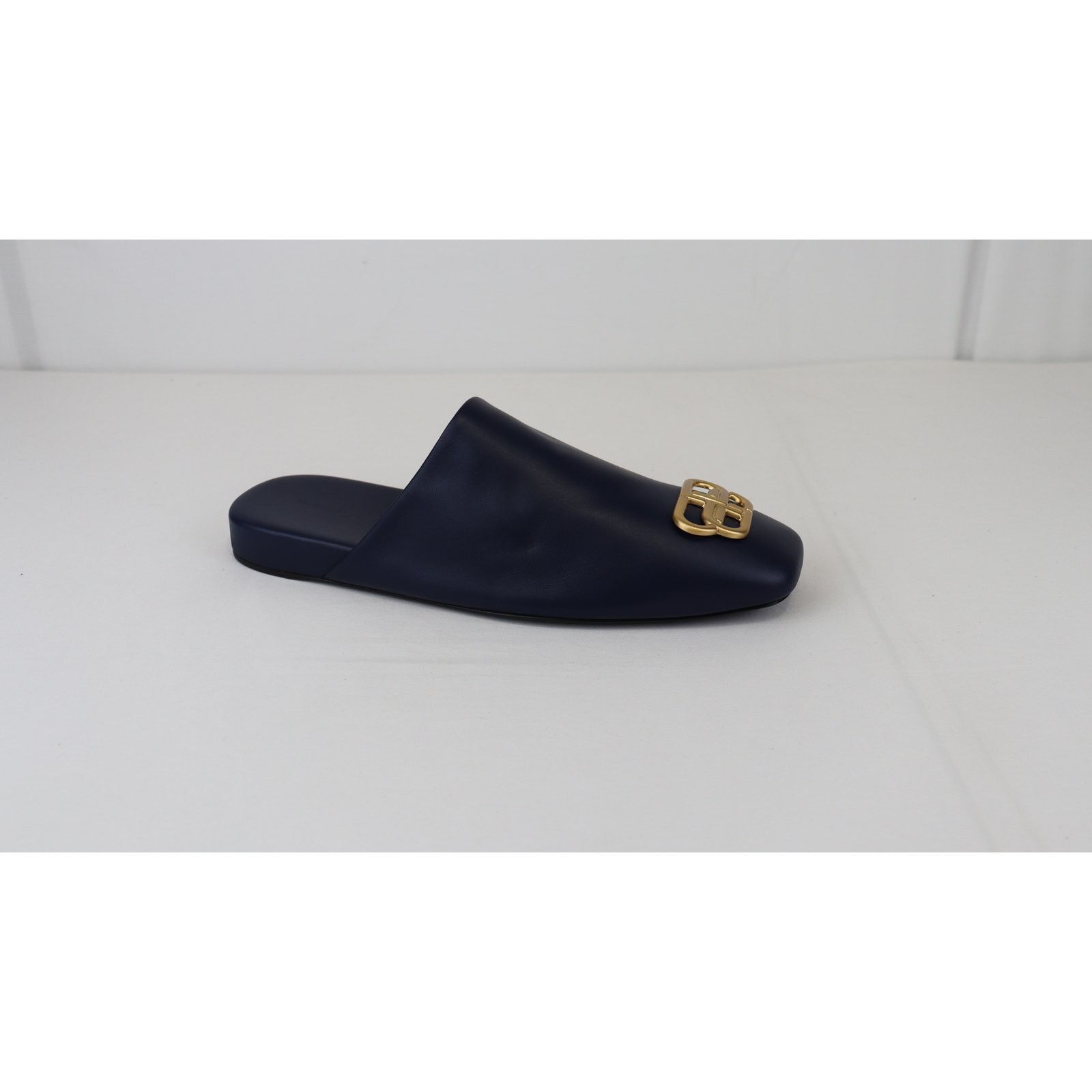 Balenciaga o1rshd1 Shiny Soft Calfskin Cosy BB Mule in Navy/Gold Size US 7 / EU 40 - 2 Thumbnail