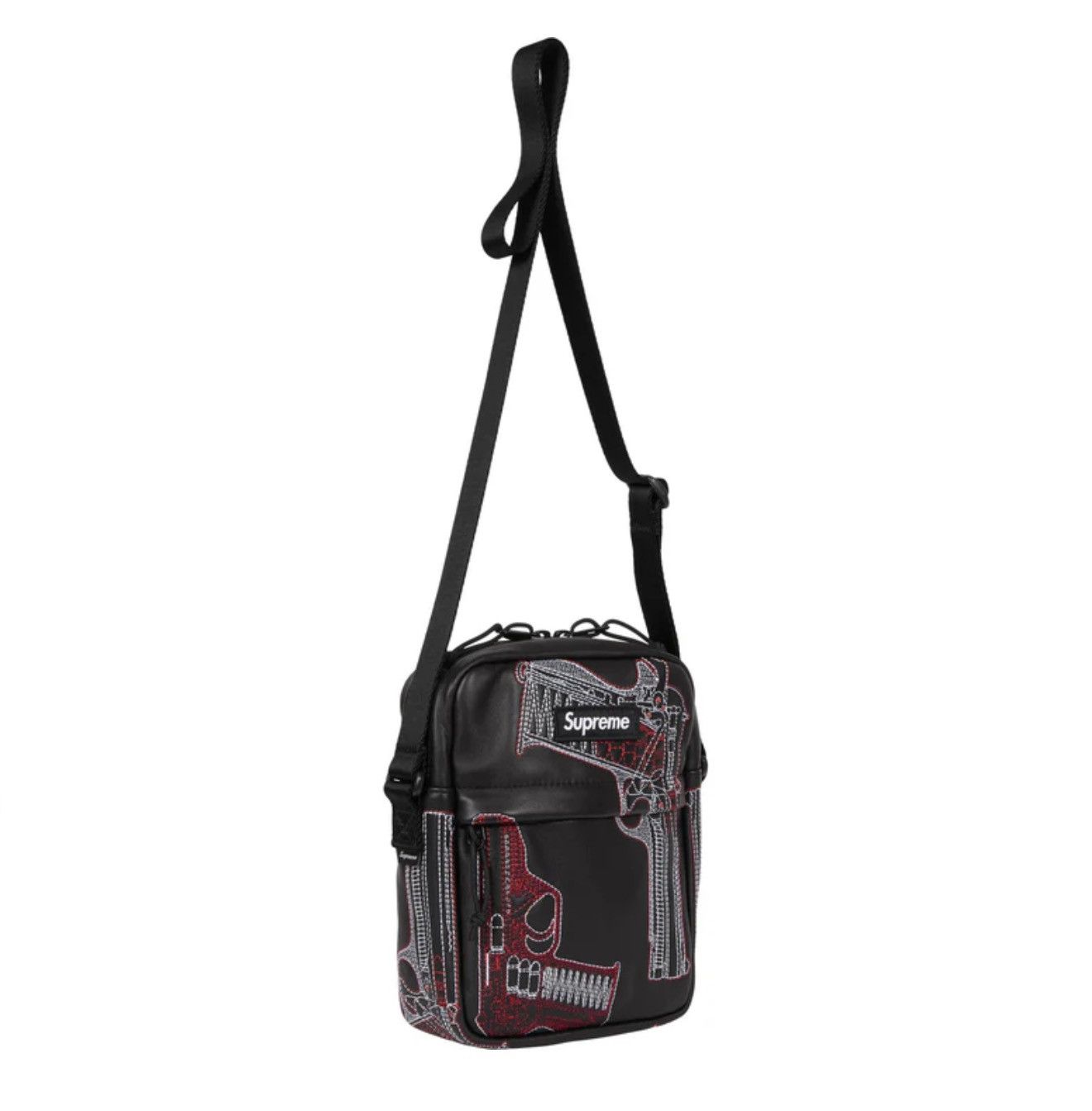 Supreme Supreme Guns Embroidered Leather Shoulder Bag Black | Grailed