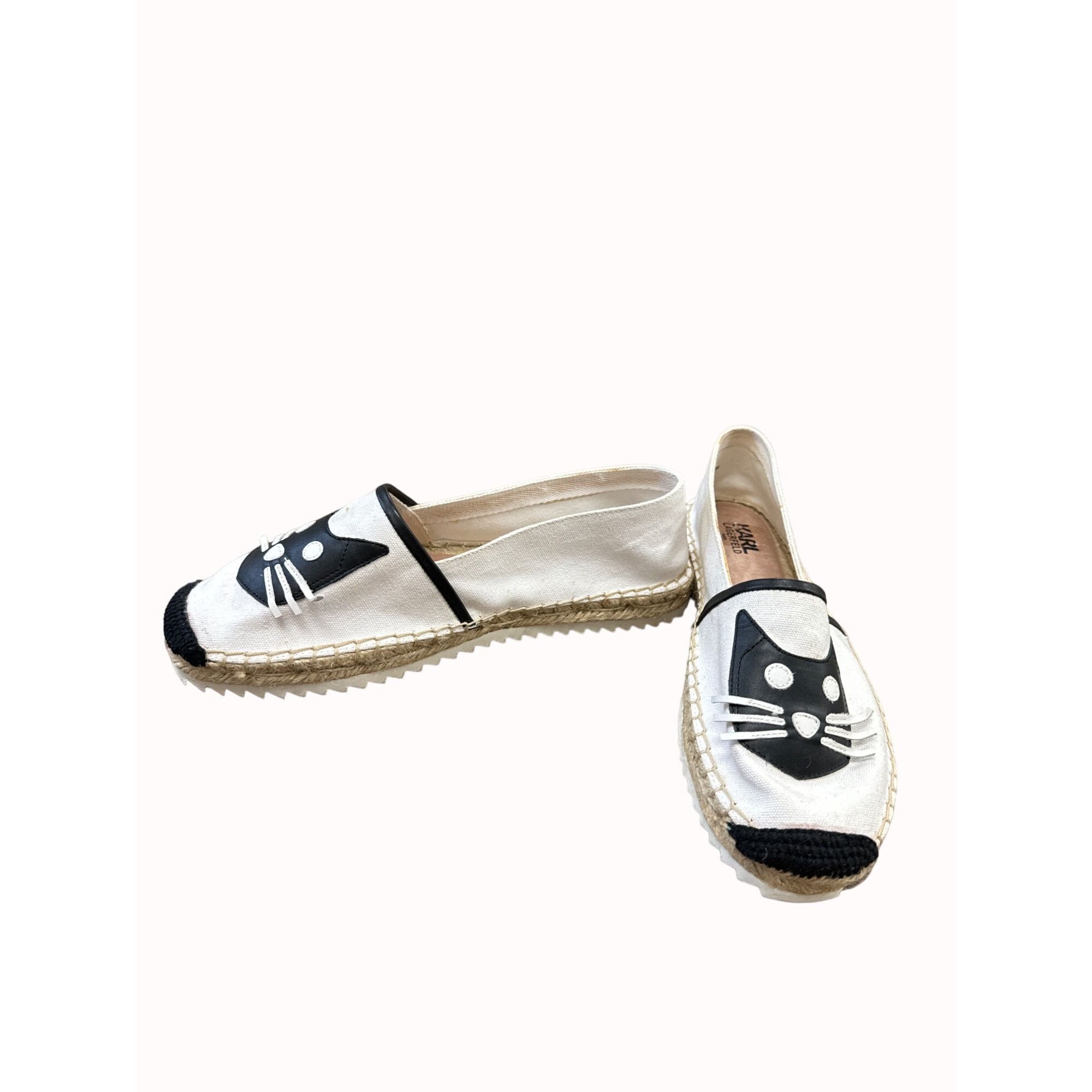 Karl Lagerfeld Karl Lagerfeld women’s white kitten theme espadrille shoes 1 Size US 10 / IT 40 - 3 Thumbnail