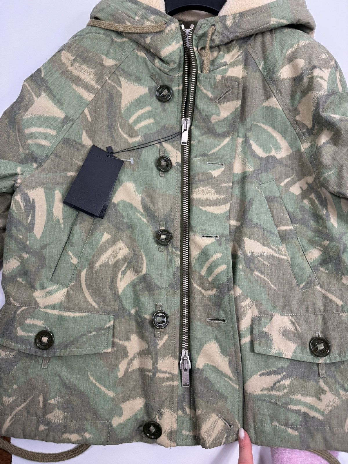 Saint Laurent Paris CAMOUFLAGE REAL SHEARLING HOOD JACKET Size US S / EU 44-46 / 1 - 8 Thumbnail