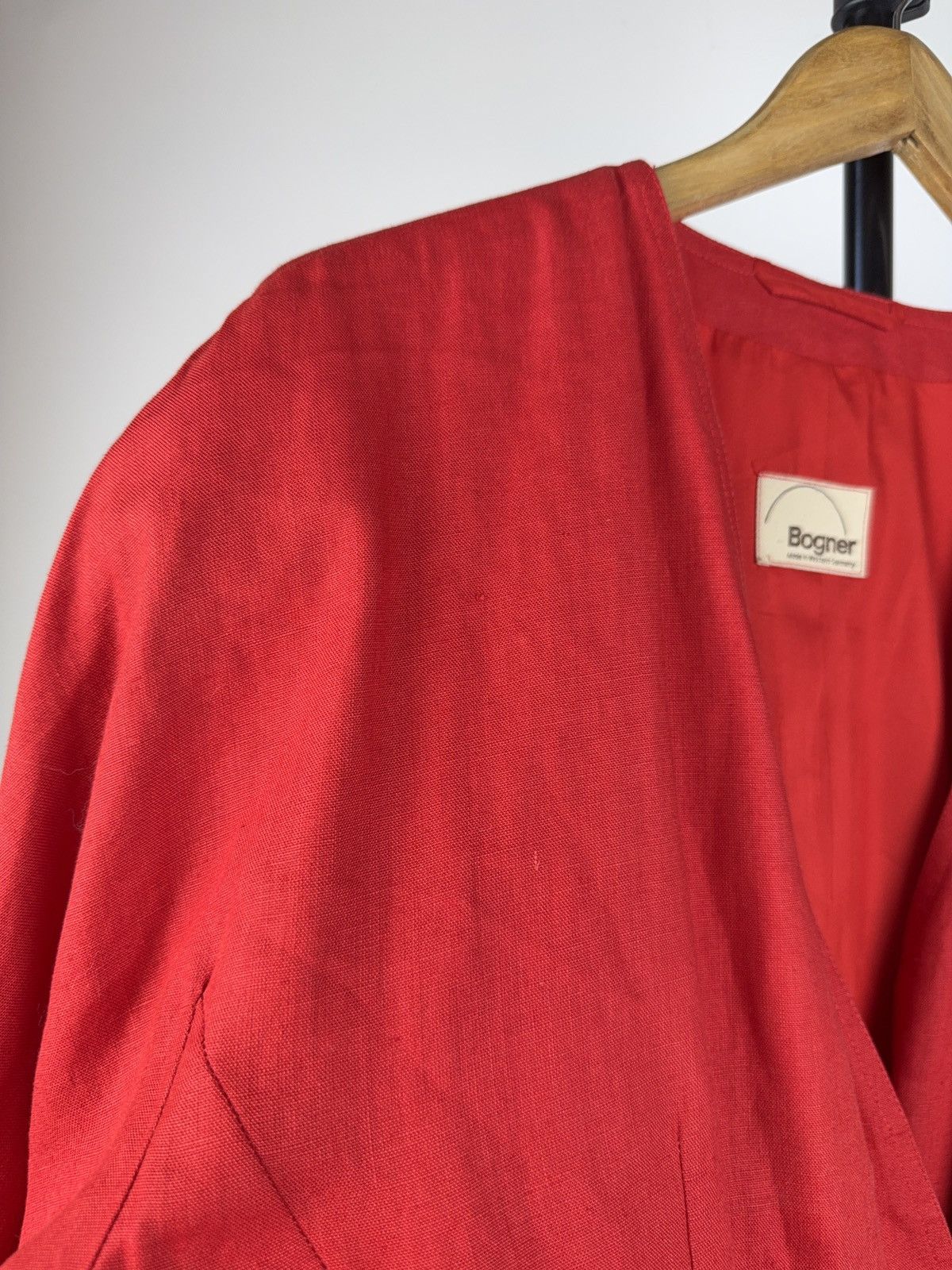 Bogner 80s Vintage Bogner Red Linen Blazer Made in West Germany Size L / US 10 / IT 46 - 7 Thumbnail