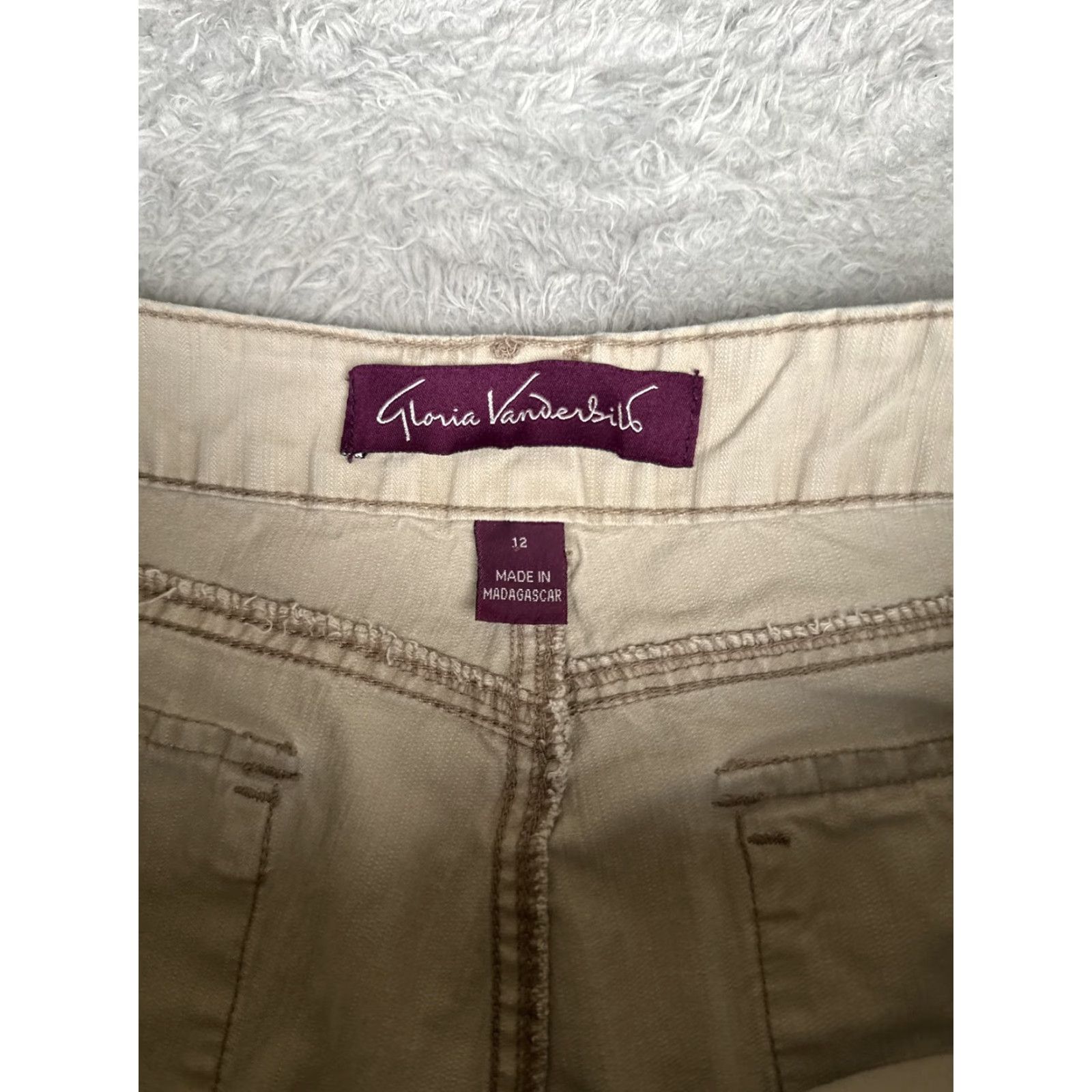 Gloria Vanderbilt Gloria Vanderbilt Jeans Straight Womens 12 Beige Light Wash High Rise 32x31 Cargo Pocket Jeans Woman Beige Light Wash Size 34" / US 12 / IT 48 - 6 Thumbnail
