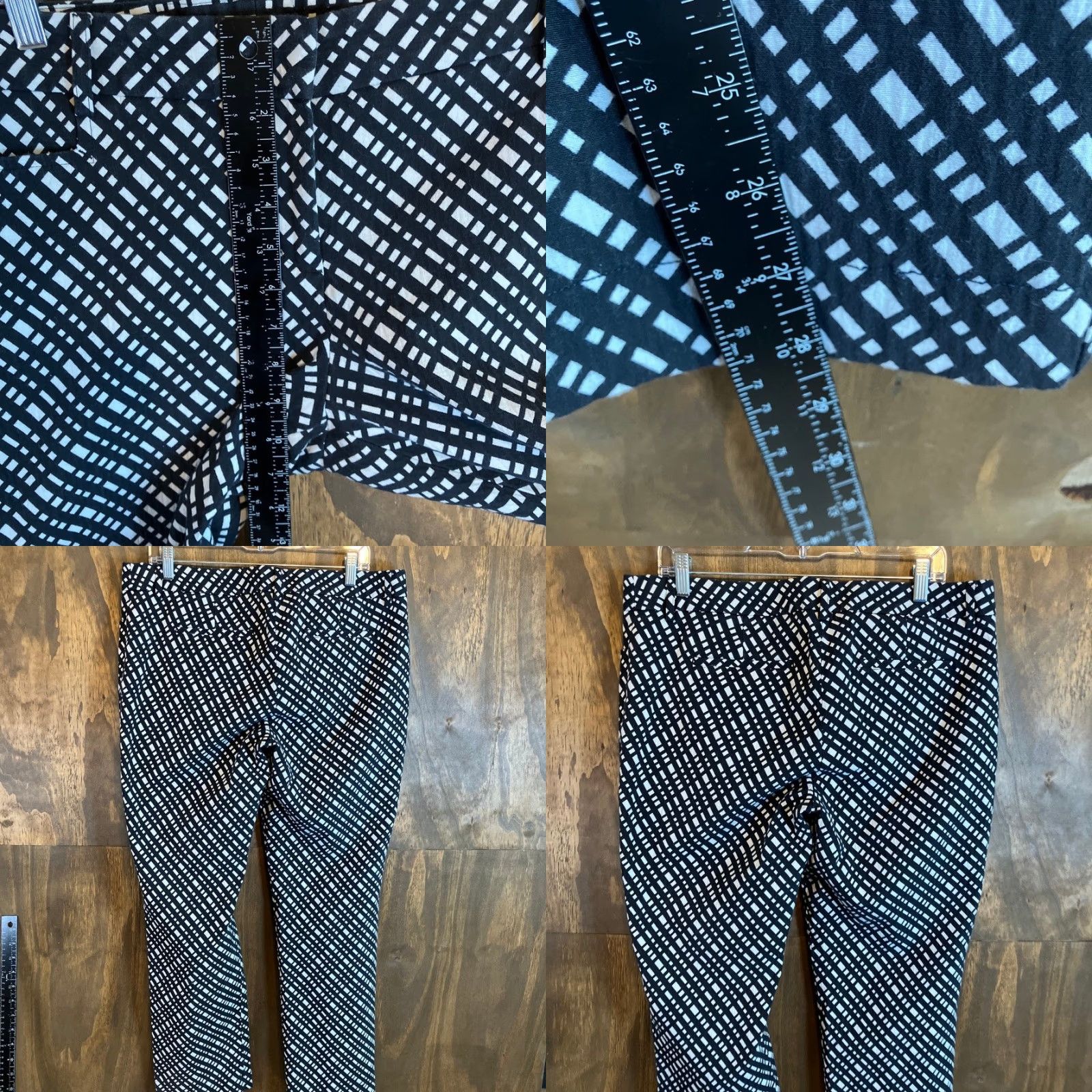 Express Express Pants Geometric Black White High Rise 12R Mid Regular Stretch Pockets Business Workwear 12 Womens Size 34" / US 12 / IT 48 - 8 Thumbnail