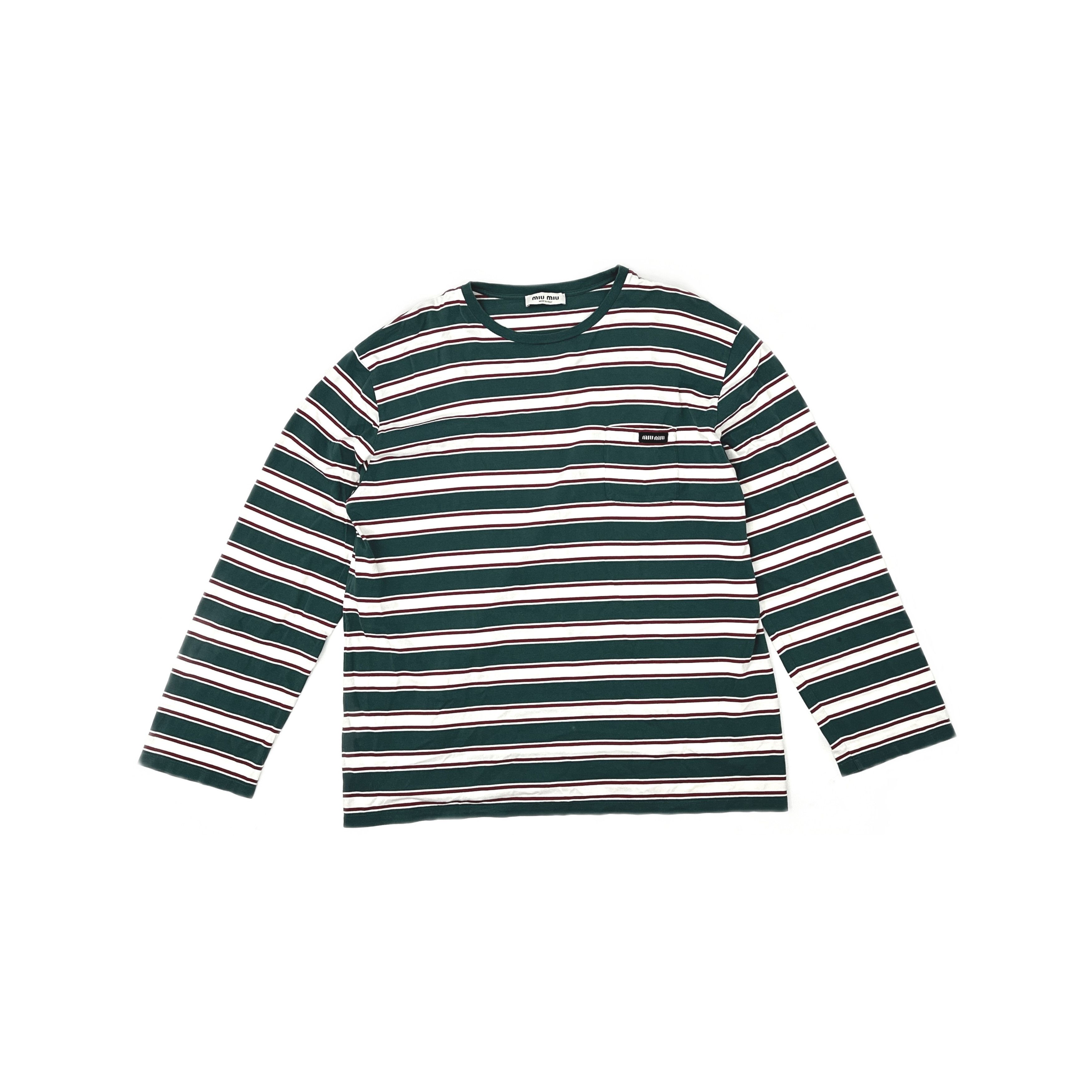 Miu Miu Miu Miu Green Striped Long Sleeve T-Shirt Size XL Size XL / US 12-14 / IT 48-50 - 1 Thumbnail