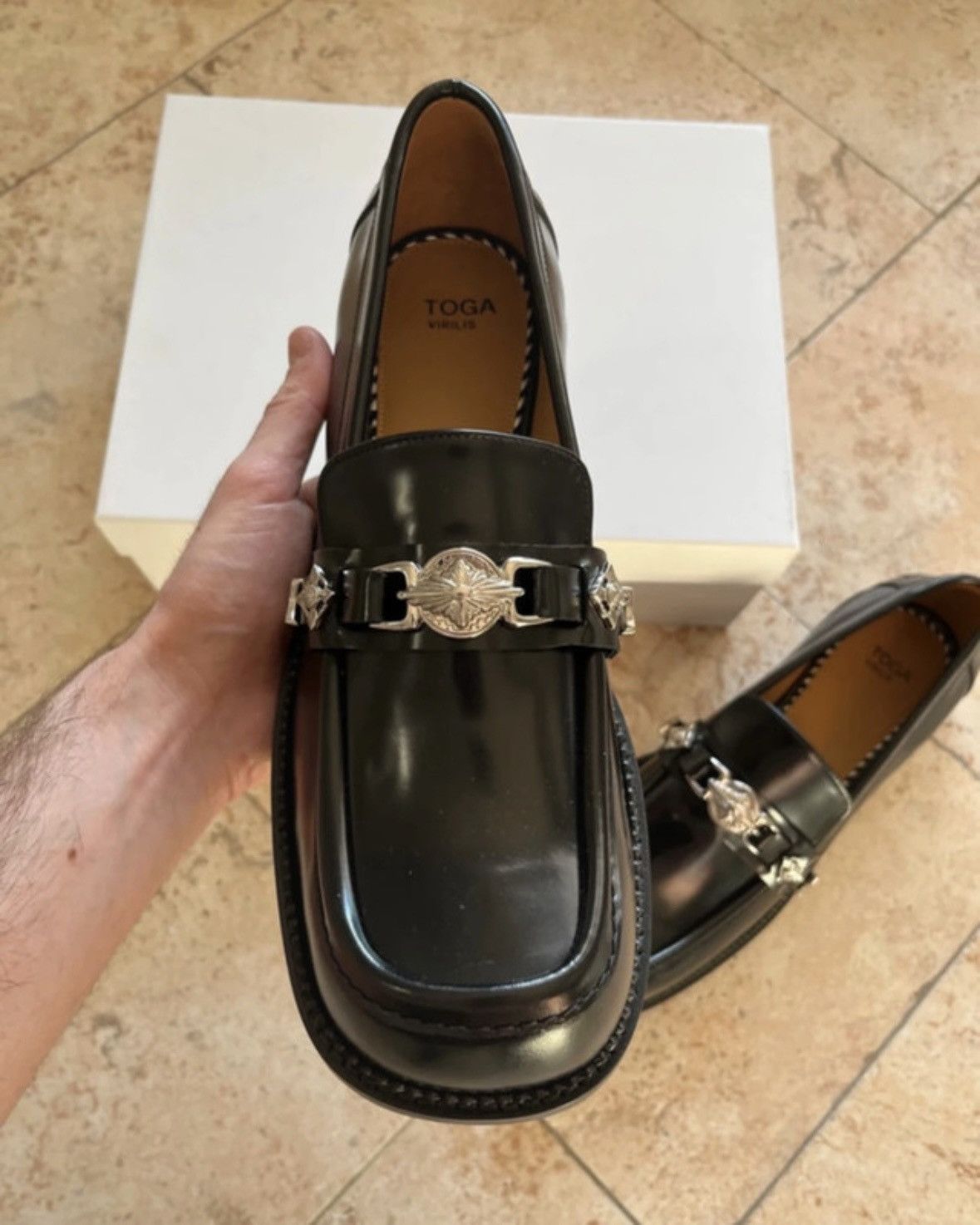 TOGA VIRILIS Toga Virilis Polished Black Loafers Size US 12 / EU 45 - 2 Thumbnail