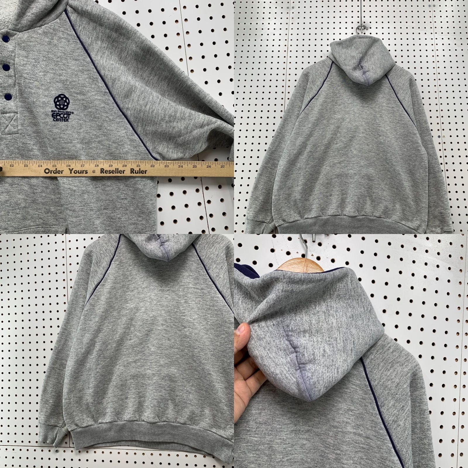 Disney VINTAGE Disney Hoodie Mens XL Gray Epcot Center Fleece Made USA Neon? Size US XL / EU 56 / 4 - 9 Thumbnail