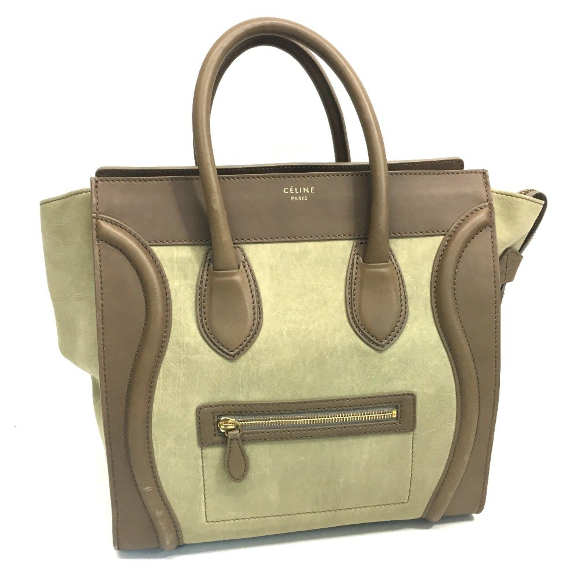 Celine CELINE 165213 Mini Shopper Bag Tote Bag Hand Bag Beige BrownBased Size ONE SIZE - 1 Thumbnail