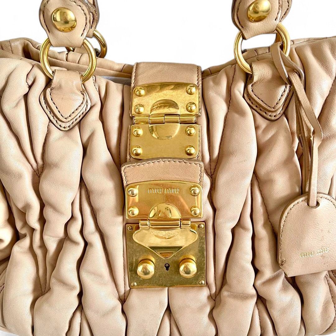 Miu Miu Miu Miu - Matelasse Handbag Beige Pink Gold Hardware Handbag Size ONE SIZE - 3 Thumbnail