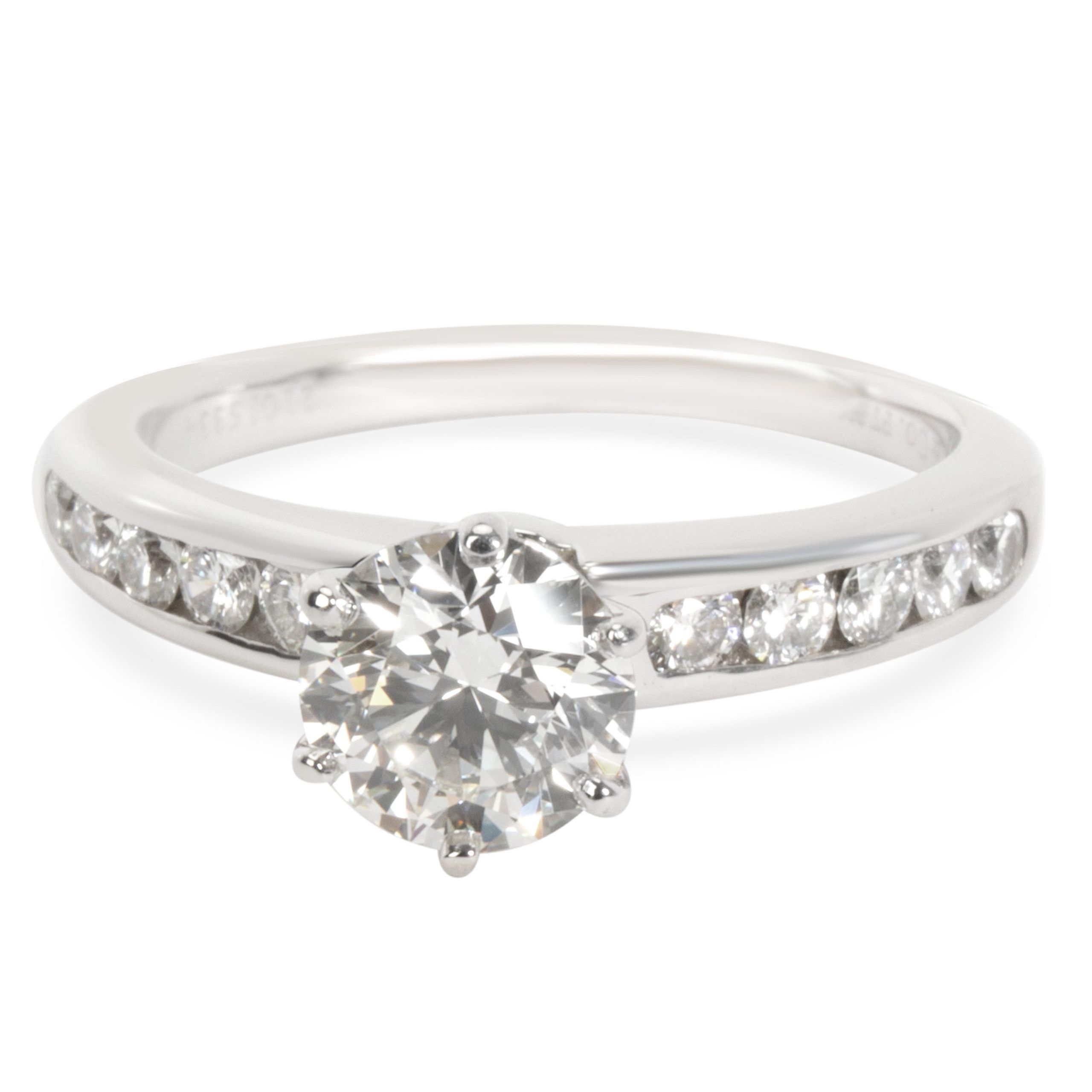 image of Tiffany Co Tiffany & Co. Channel Set Diamond Engagement Ring In Platinum I Vs1 1.38 Ctw in Silver, 