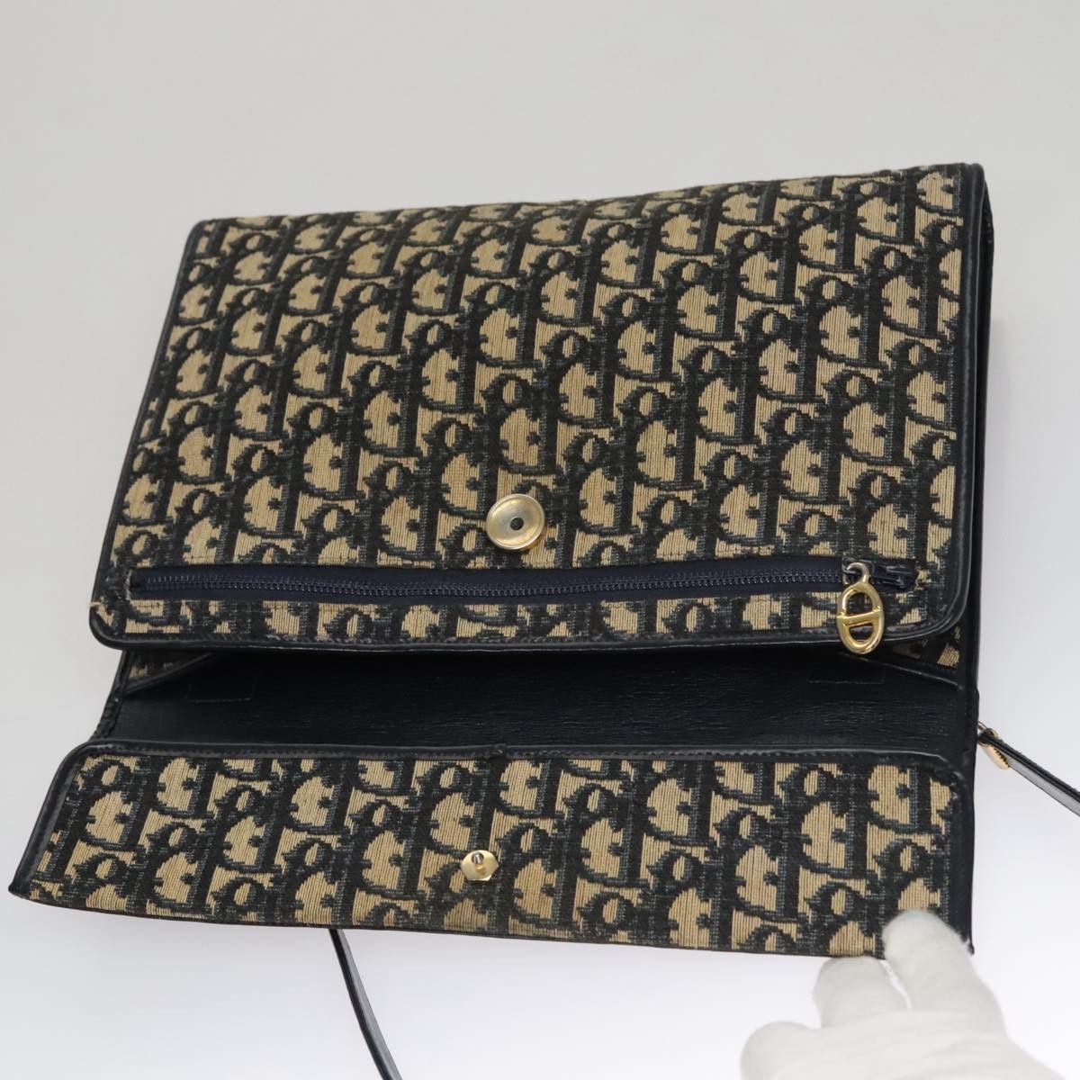 DIOR Trotter Canvas Shoulder Bag Navy