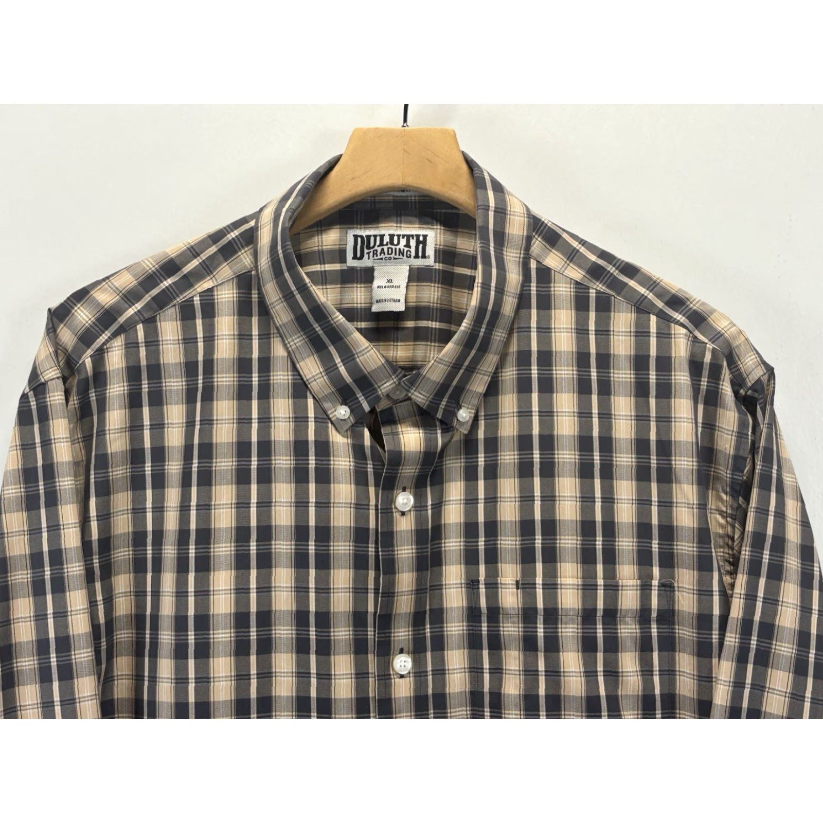 Vintage DULUTH Shirt Button-Up Mens XL Tan Grey Check Wrinkle Fighter Long Sleeve Casual Formal Size US XL / EU 56 / 4 - 2 Thumbnail