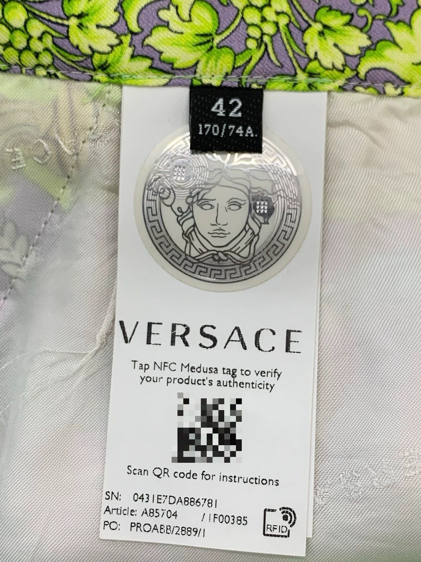 Versace Versace Women's Green Purple Silk Printed Short 42 Size 28" / US 6 / IT 42 - 5 Thumbnail