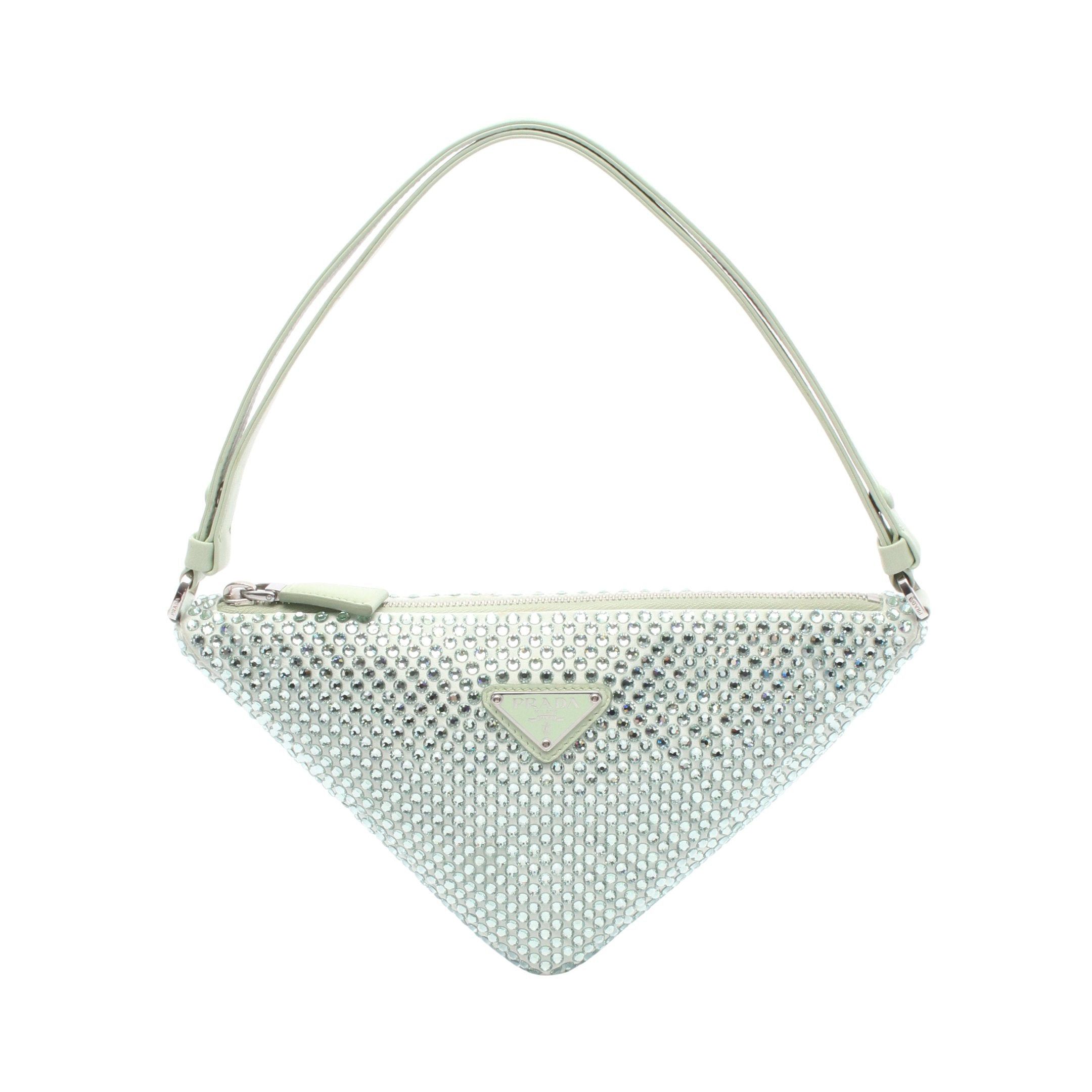 Prada Prada Handbag Satin Rhinestone Light Green Size ONE SIZE - 1 Thumbnail