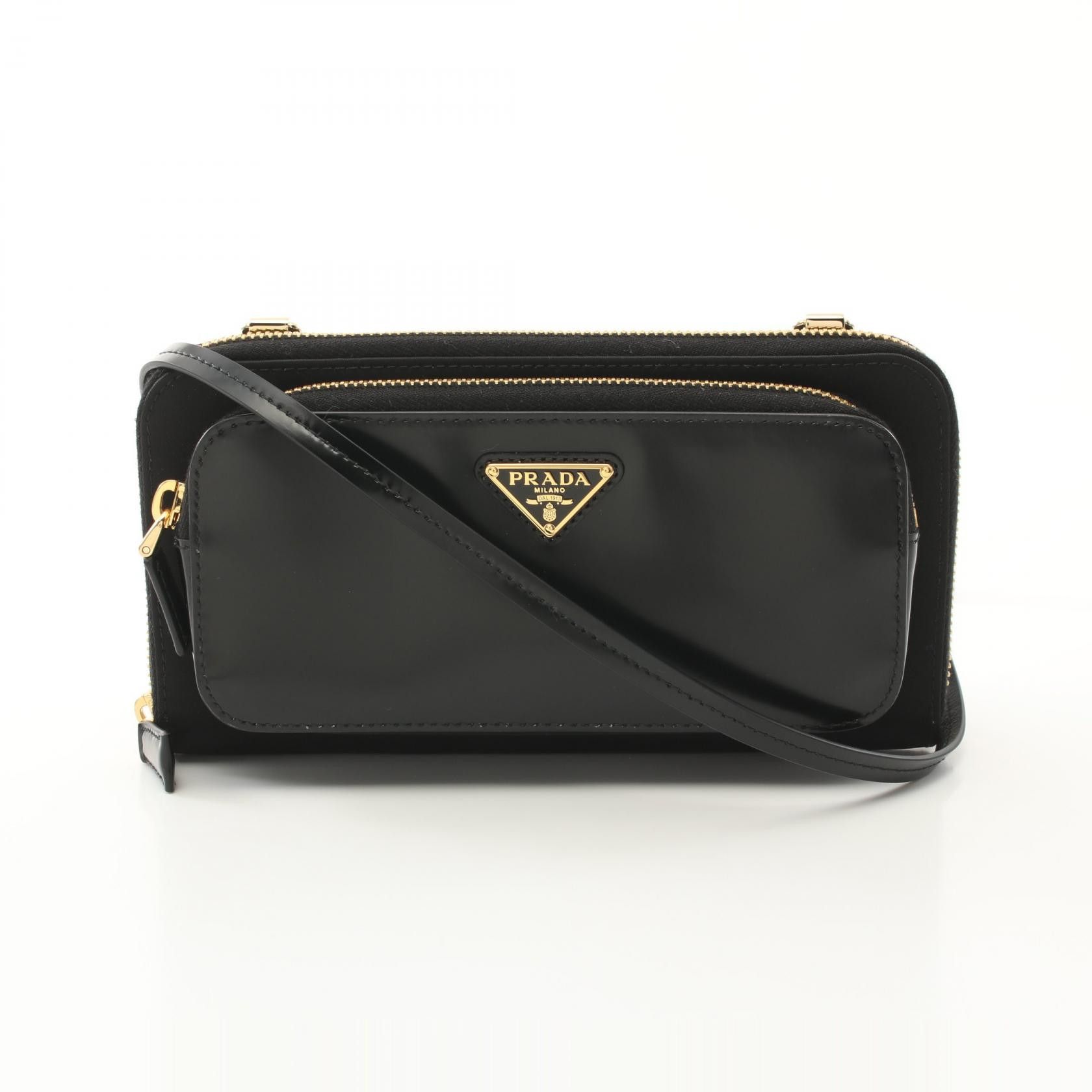 Prada Prada Tessuto+Spazzol Nylon Leather Shoulder Bag Leather Shoulder Bag 1Mt020 in Black, Women's