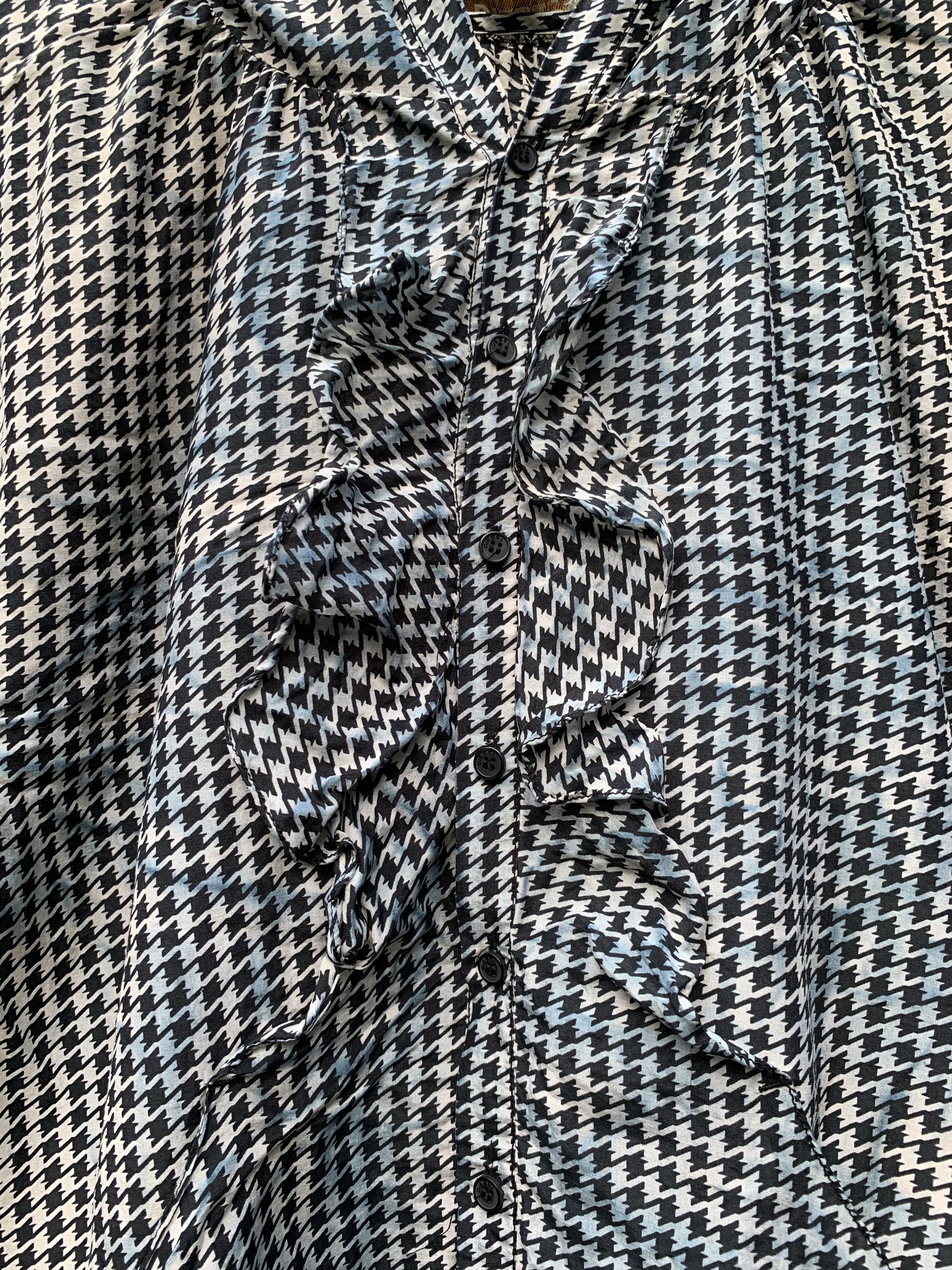 Diesel Diesel Short Sleeve Hooded Blouse Ruffles Houndstooth Patter Size S / US 4 / IT 40 - 2 Thumbnail