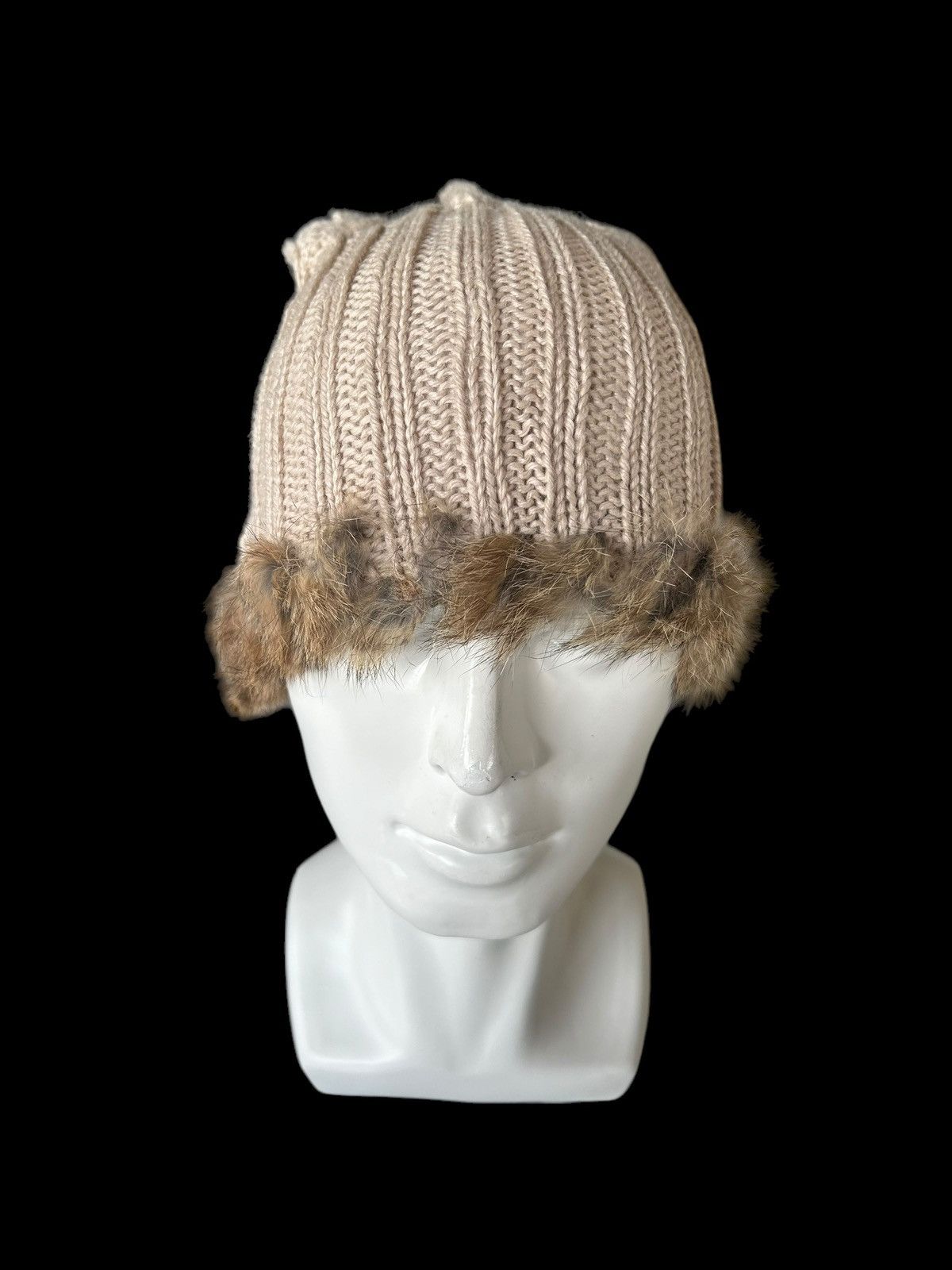 14th Addiction × 20471120 × Japanese Brand Punk Bondage Style Japanese Brand fur knitt Beanie Hats🎌☠️ Size ONE SIZE - 2 Thumbnail