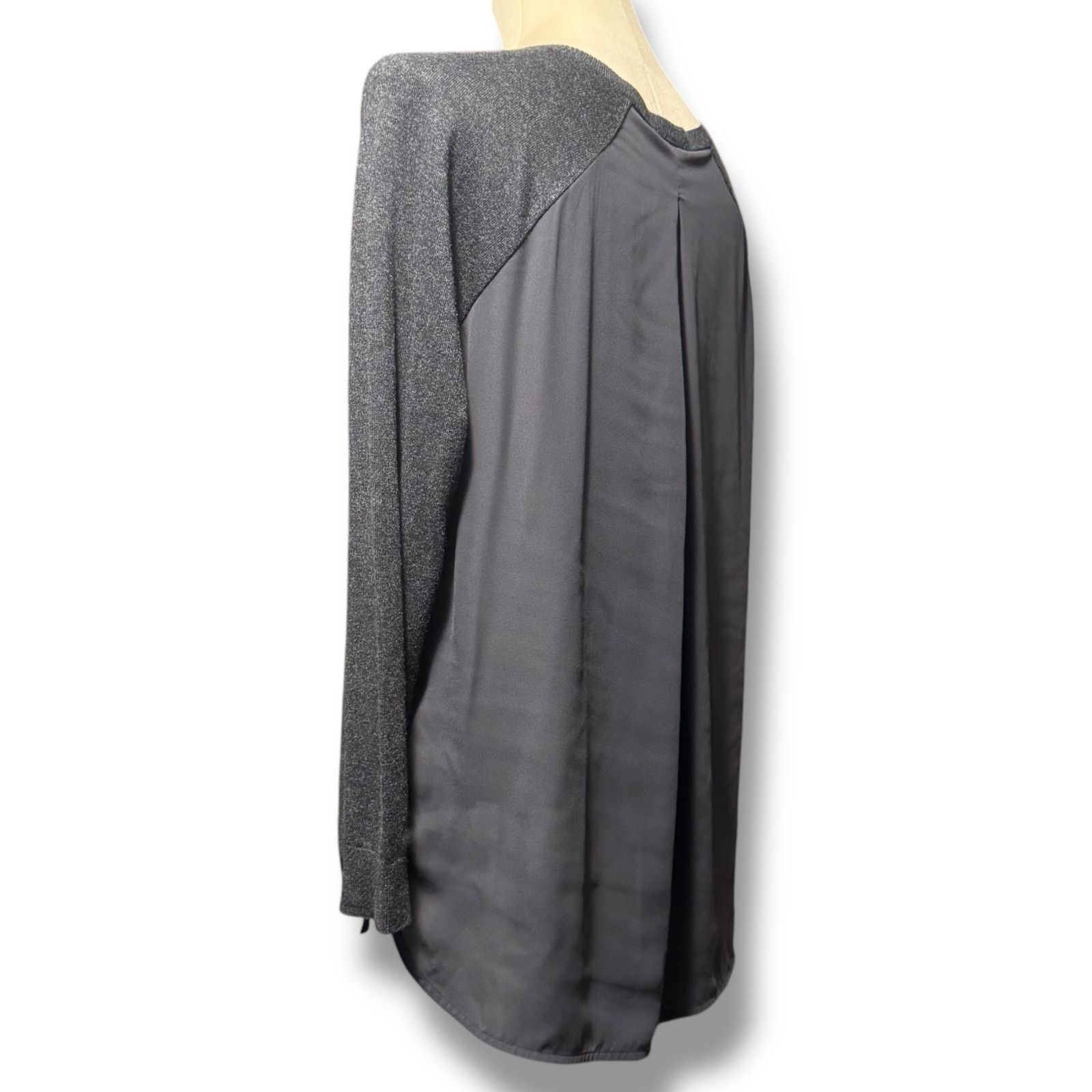 Loft Ann Taylor LOFT Sheer Back Sweater Gray Black Medium Size M / US 6-8 / IT 42-44 - 3 Thumbnail
