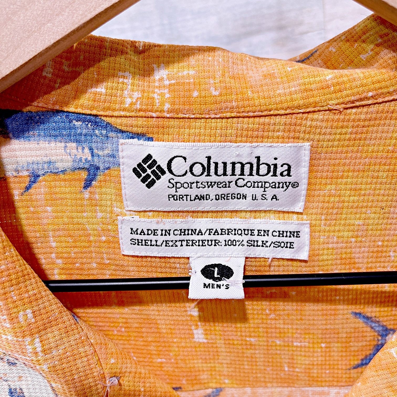 Columbia Columbia 100% Silk Camp Shirt Orange Fish Print Mens XL Size US L / EU 52-54 / 3 - 5 Thumbnail