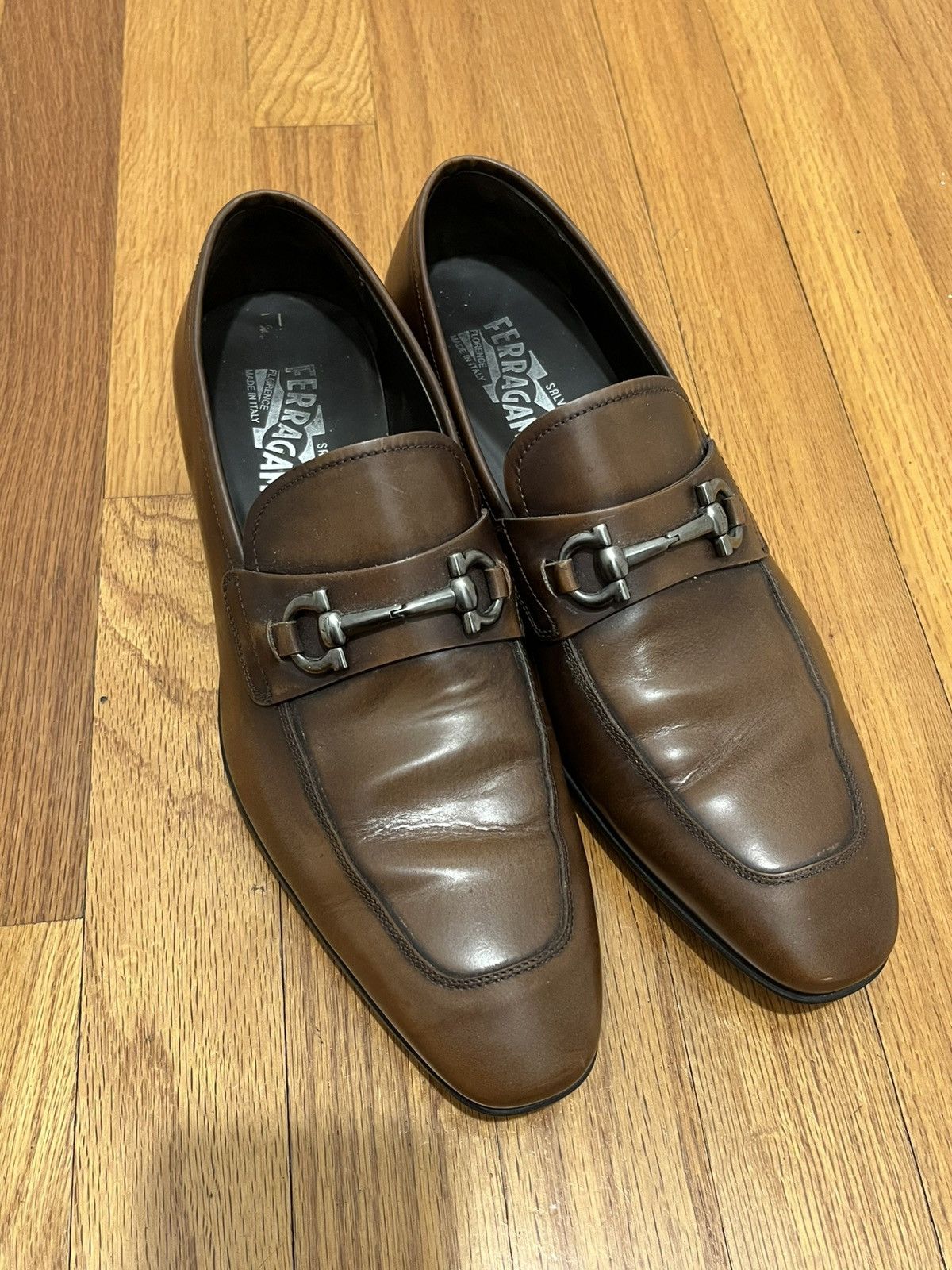 Salvatore Ferragamo Salvatore Ferragamo Dinamo Double Gancini Leather Loafers Size US 8 / EU 41 - 1 Thumbnail