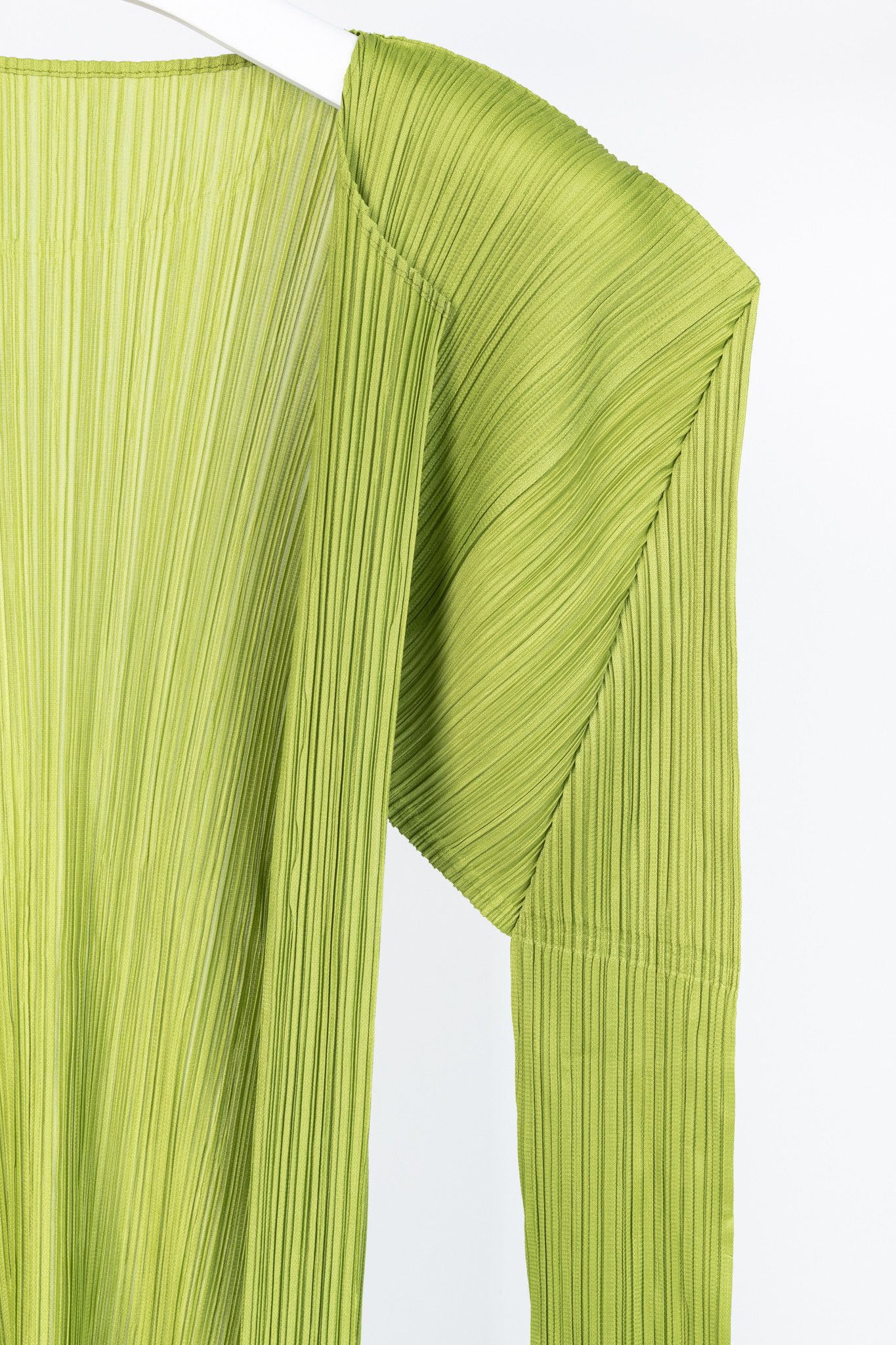 Pleats Please Issey Miyake Pleats Please Issey Miyake Lime-Green Open-Front Cardigan Size ONE SIZE - 4 Thumbnail
