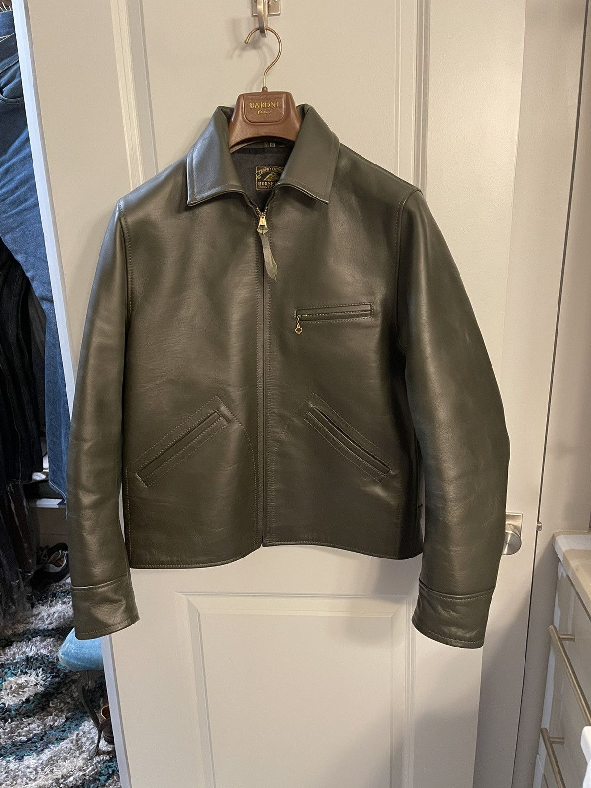 image of Trophy Clothing Hummingbird Horsehide Jacket Size 40 Olive in Old Olive, Men's