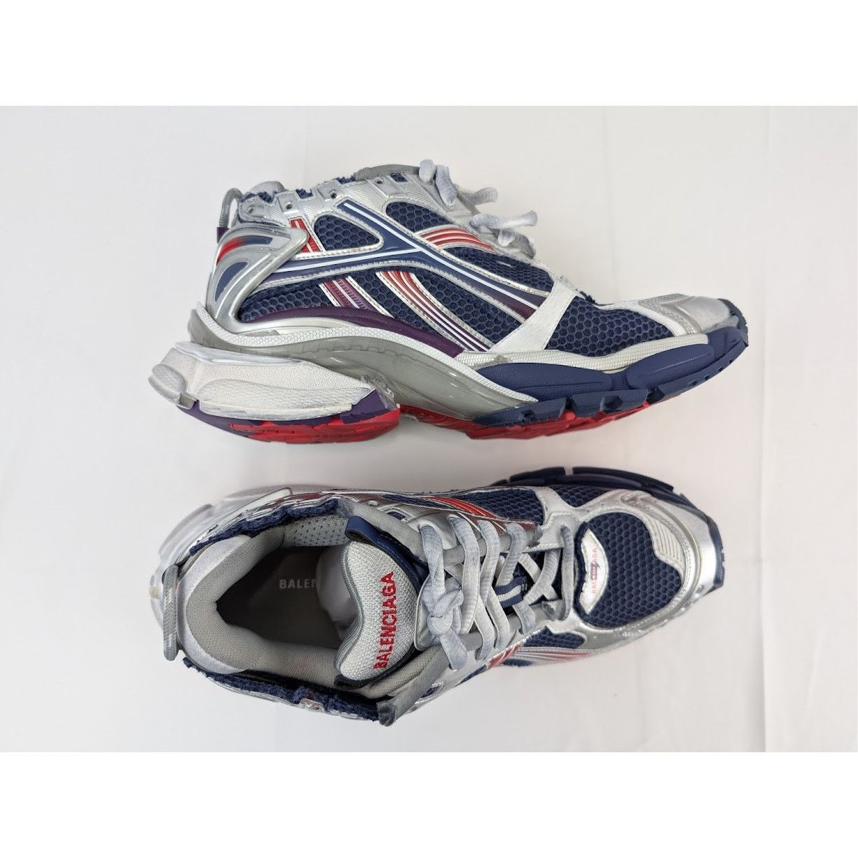 Balenciaga o1rshd1 Mesh Rubber Runner in Navy/Red/Grey Size US 11 / EU 44 - 1 Thumbnail