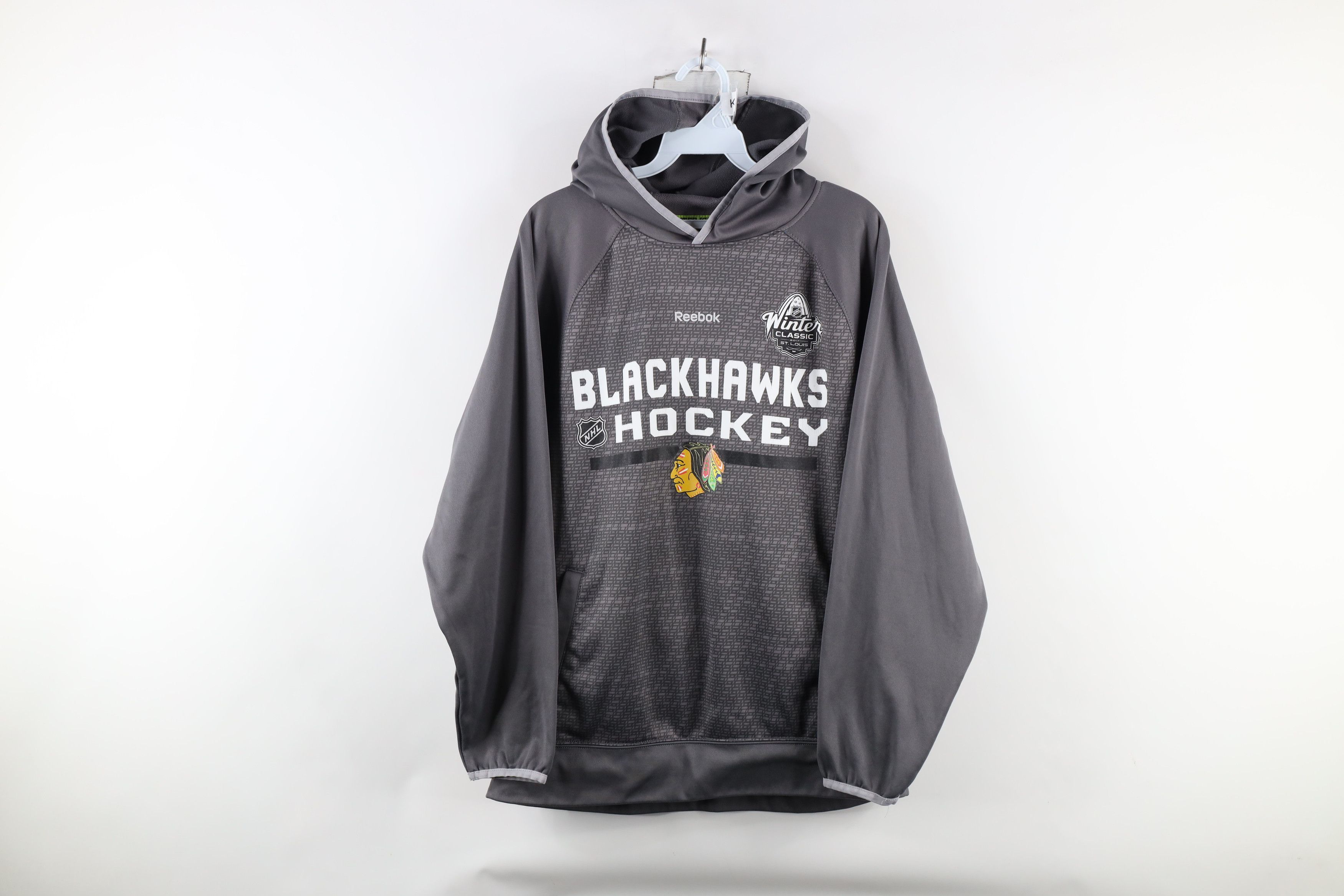 Reebok × Vintage Reebok Winter Classic Chicago Blackhawks Hockey Hoodie Gray Size US S / EU 44-46 / 1 - 1 Thumbnail