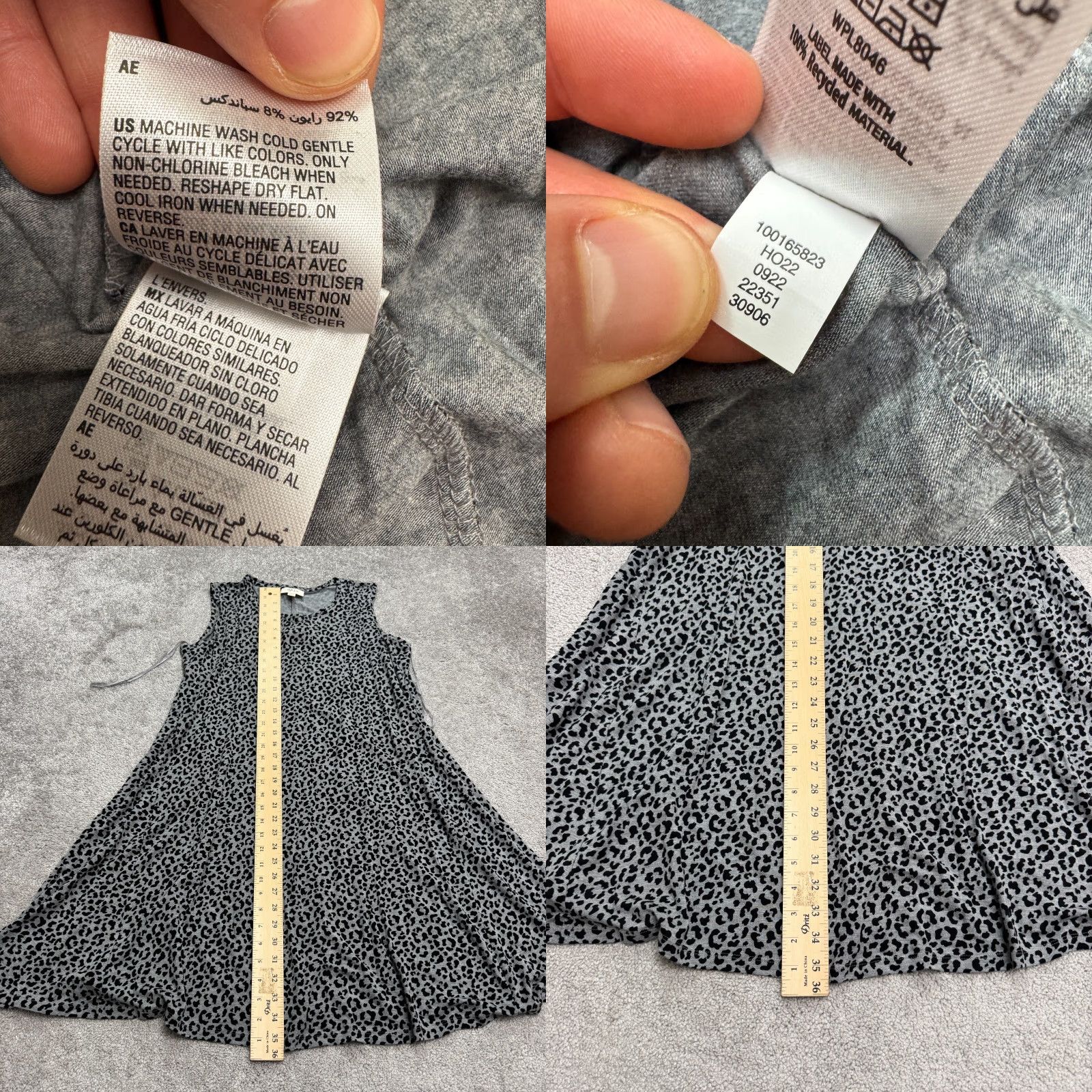 Vintage Style&co. Leopard Print A-Line Tank Dress Womens Plus 0X Gray Black Stretch NWT Size XL / US 12-14 / IT 48-50 - 8 Thumbnail