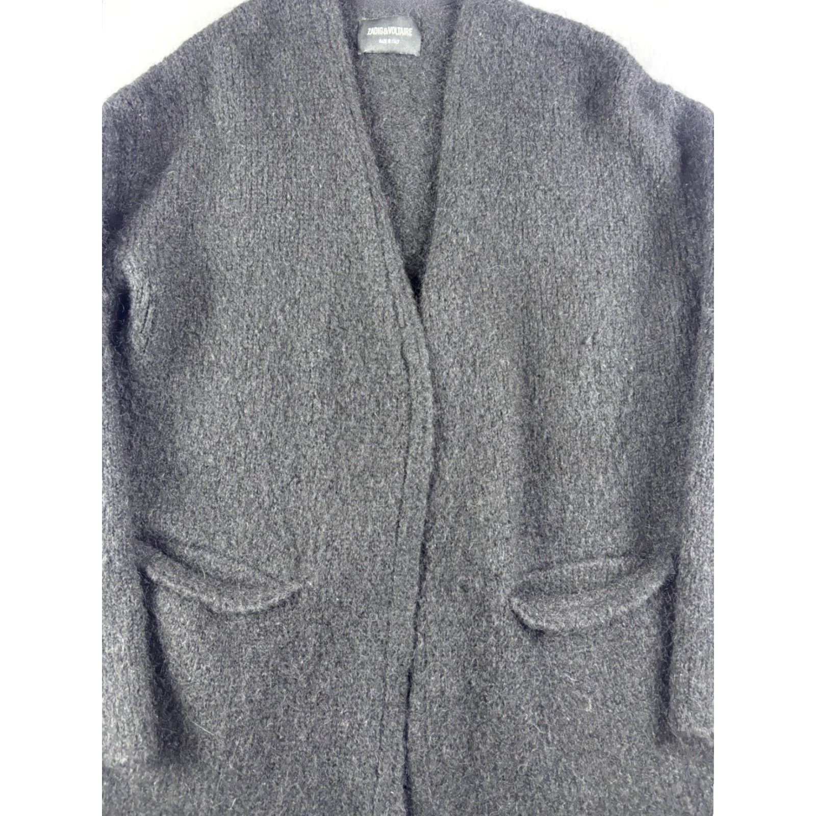 Zadig & Voltaire Zadig & Voltaire Cardigan Women’s XS Black Open Front Sweater Wool Blend Knit V-Neck Logo Long Sleeve Casual Workwear Size XS / US 0-2 / IT 36-38 - 2 Thumbnail