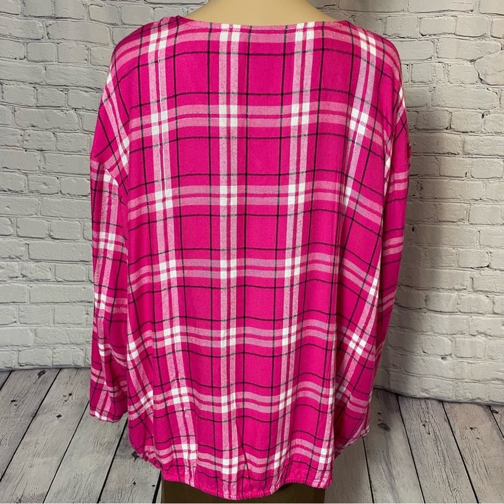 Other New Lane Bryant Classic Button-Down Tie-Hem Long Sleeve Pla Size 3XL / US 20-22 - 5 Thumbnail