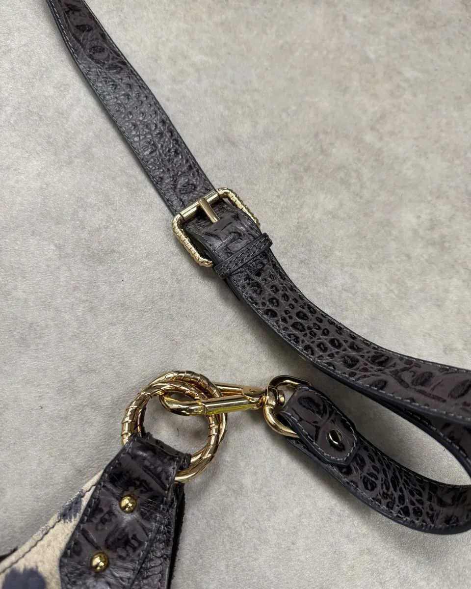 Just Cavalli Just Cavalli Brown Suede Crocodile Effect Leather Leopard Shoulder Bag Size ONE SIZE - 7 Thumbnail